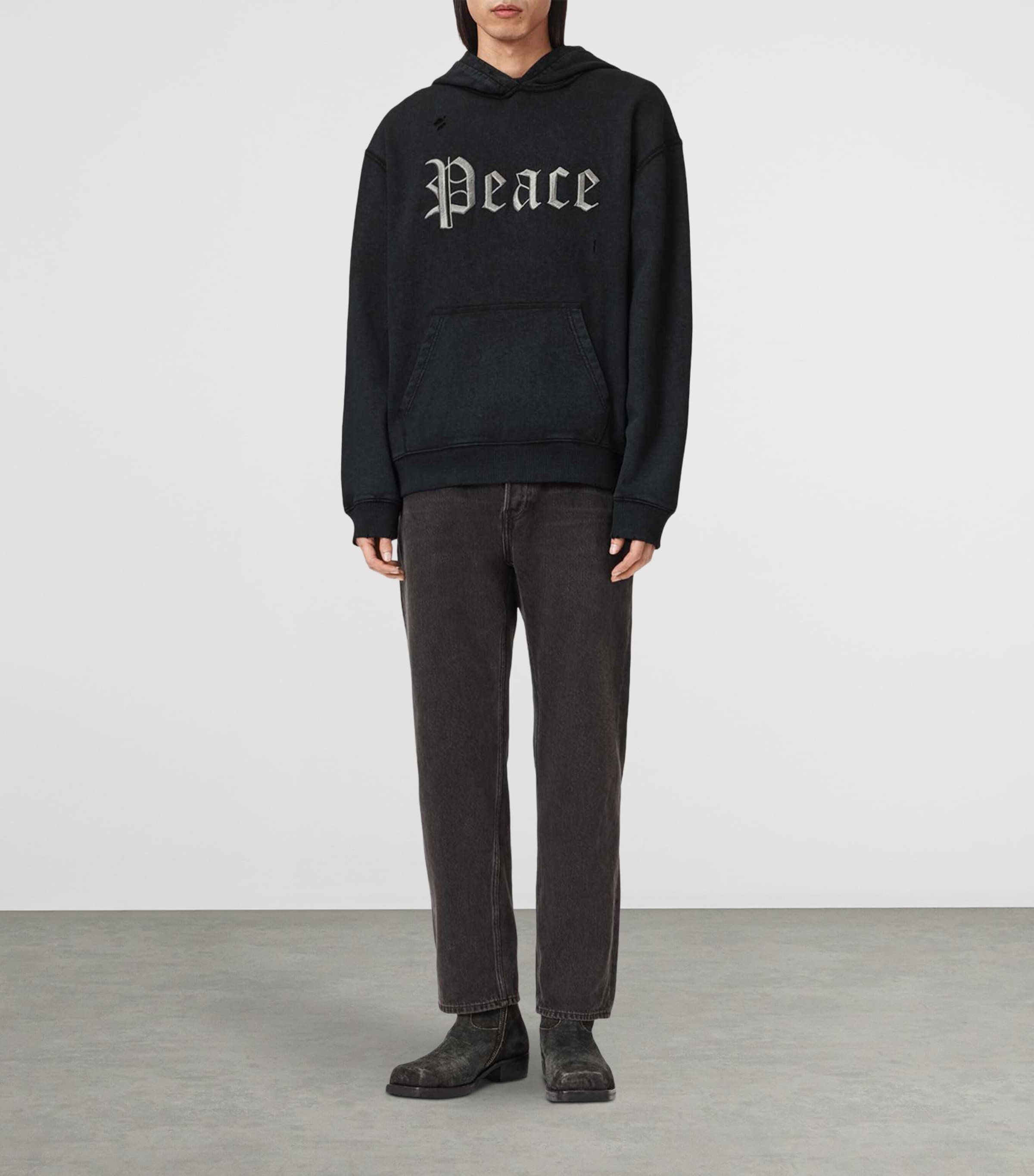 AllSaints Mens Organic Cotton Utopia Hoodie Washed Black Image 5