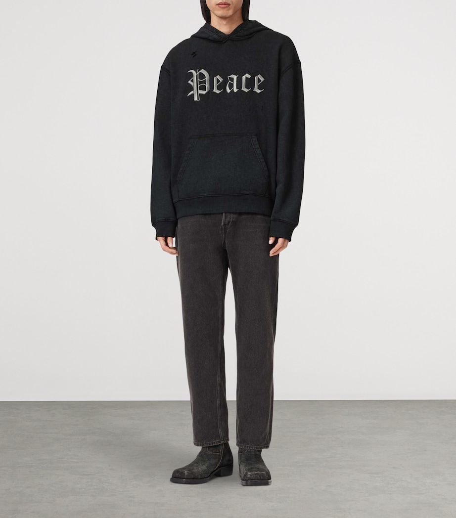 AllSaints Mens Organic Cotton Utopia Hoodie Washed Black Image 5
