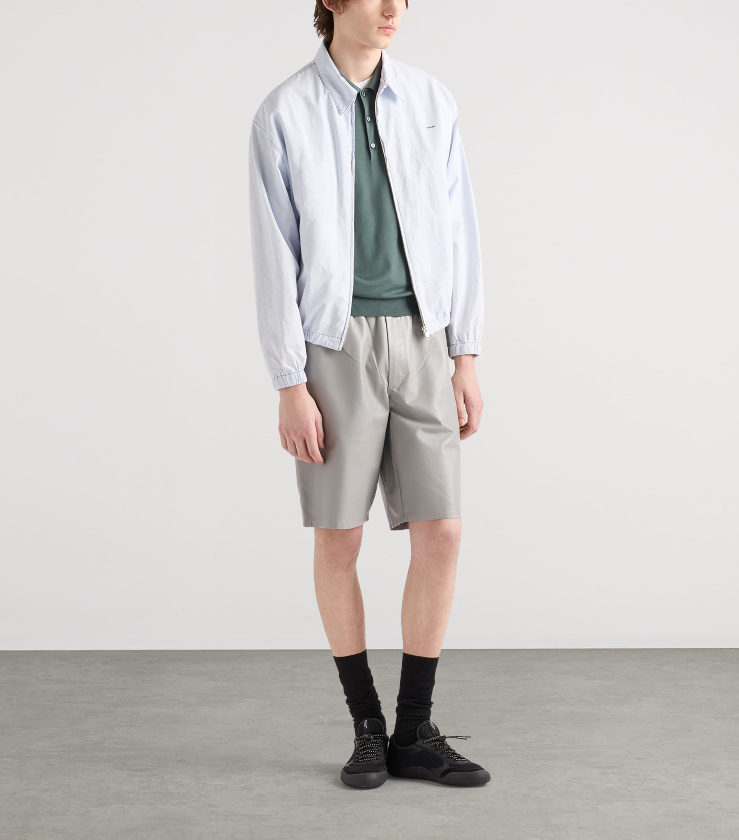 Prada Mens Wool Logo Polo Shirt Green Image 2