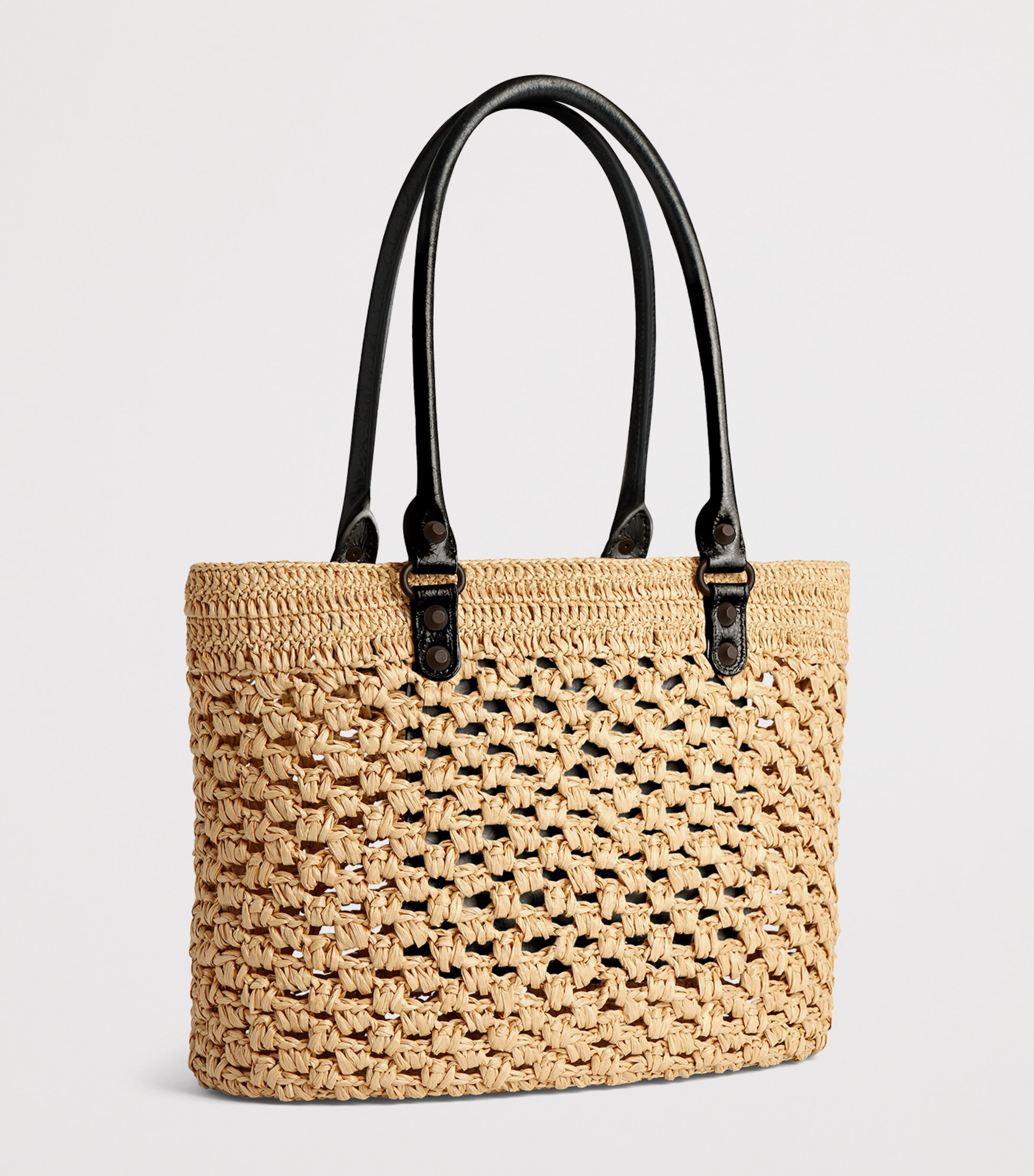 Balenciaga Medium Raffia-Lambskin Le City Basket Bag Image 4