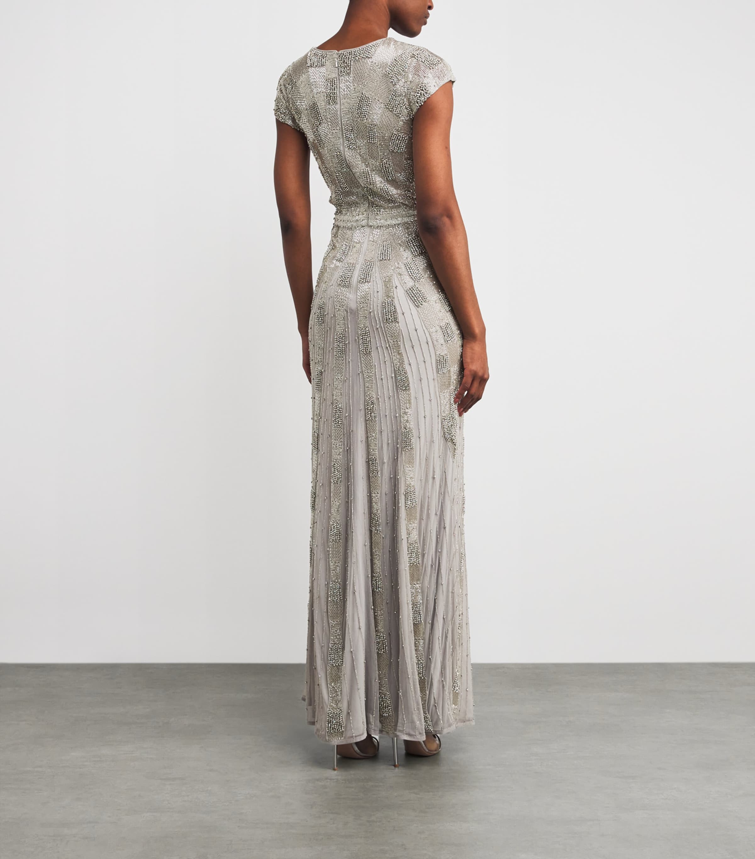 Embellished Crepe Florina Gown SILVER Image 3