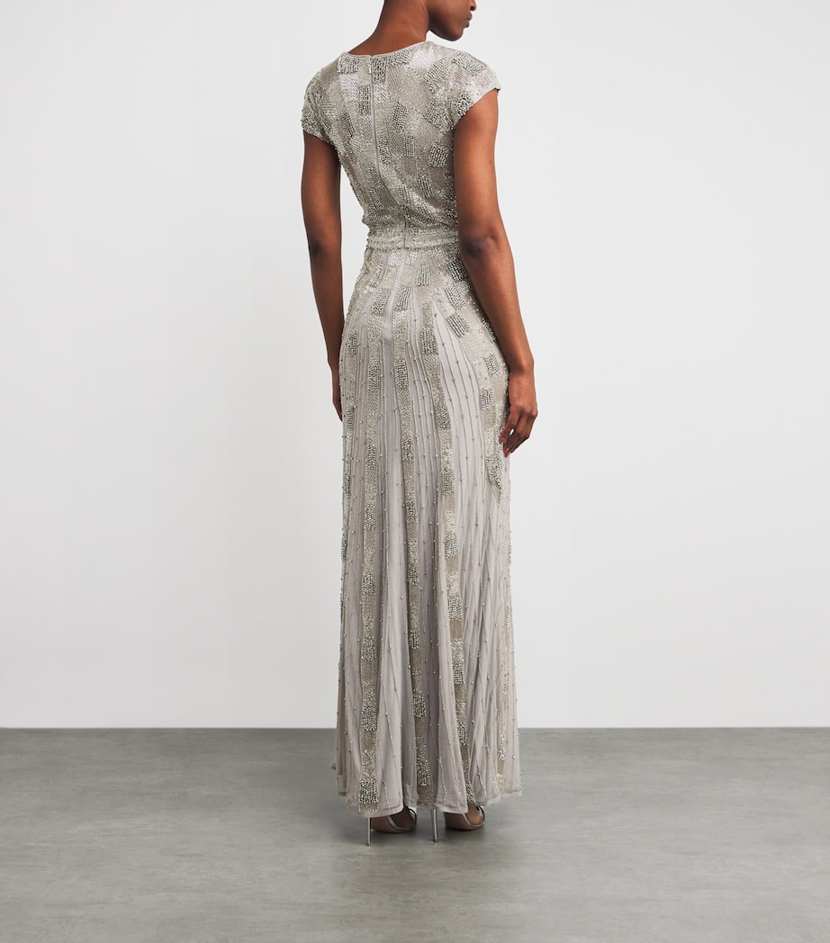 Embellished Crepe Florina Gown SILVER Image 3