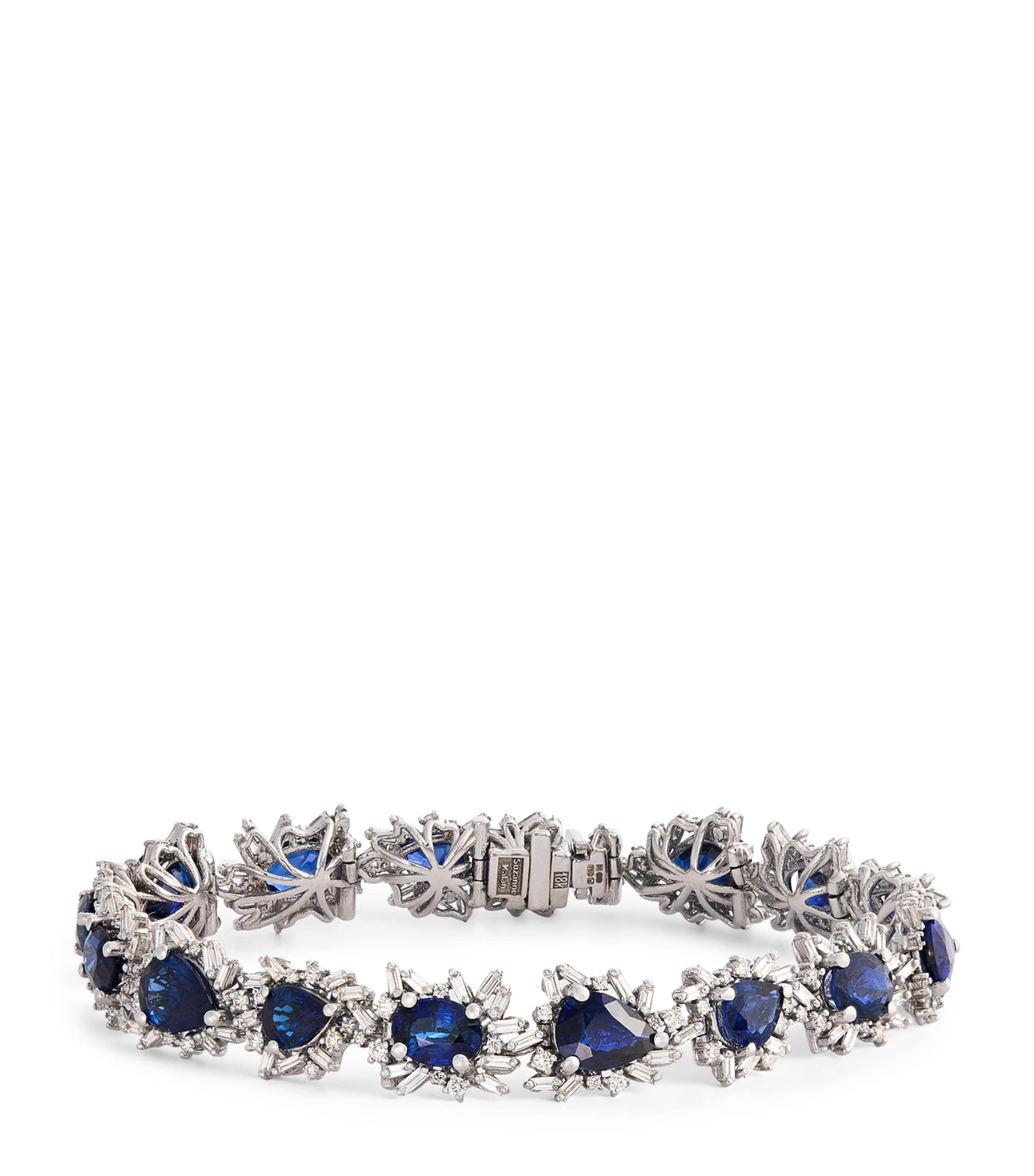 Suzanne Kalan White Gold, Diamond And Sapphire One Of A Kind Tennis Bracelet