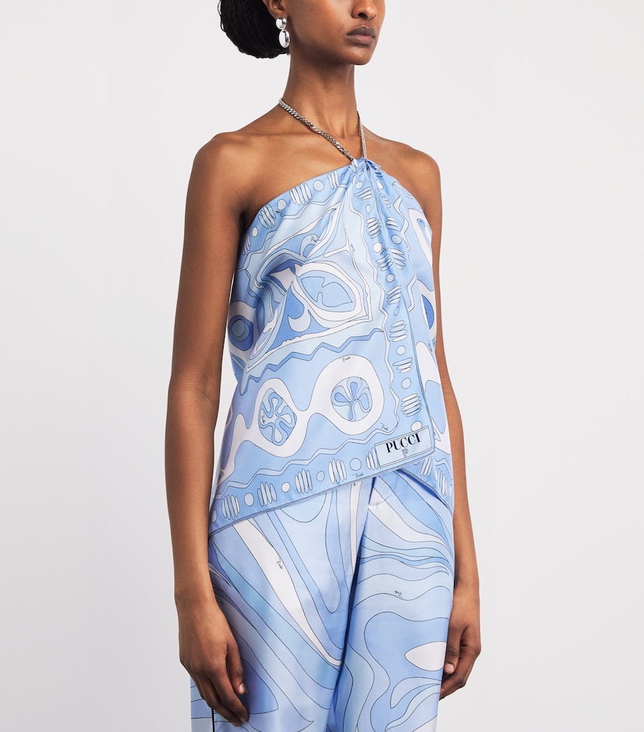 PUCCI Womens Silk Chain Angoli Halter Top Pale Image 4