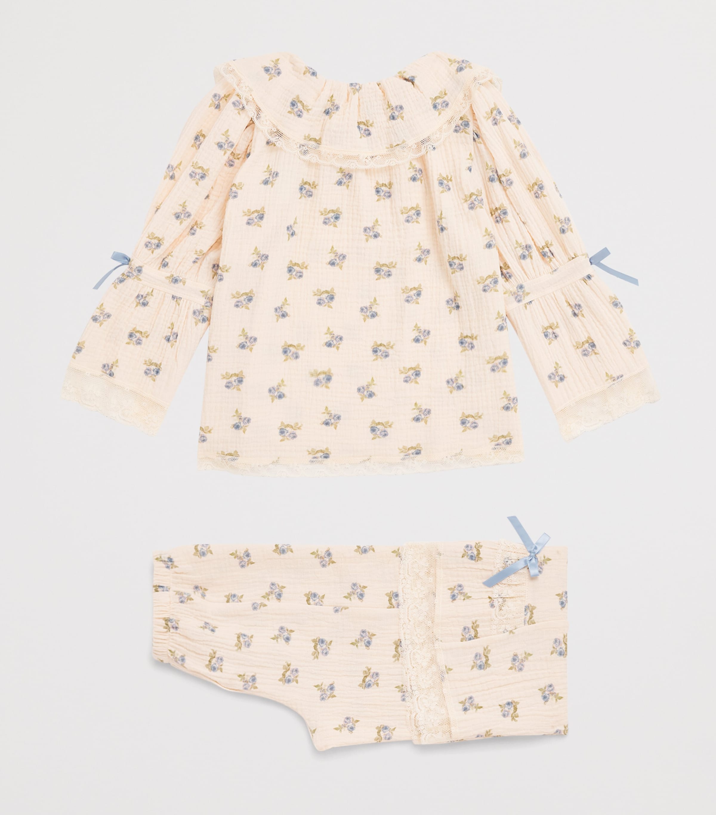Amiki Floral Carmen Pyjama Set (2-14 Years) Blue Flowers Image 2
