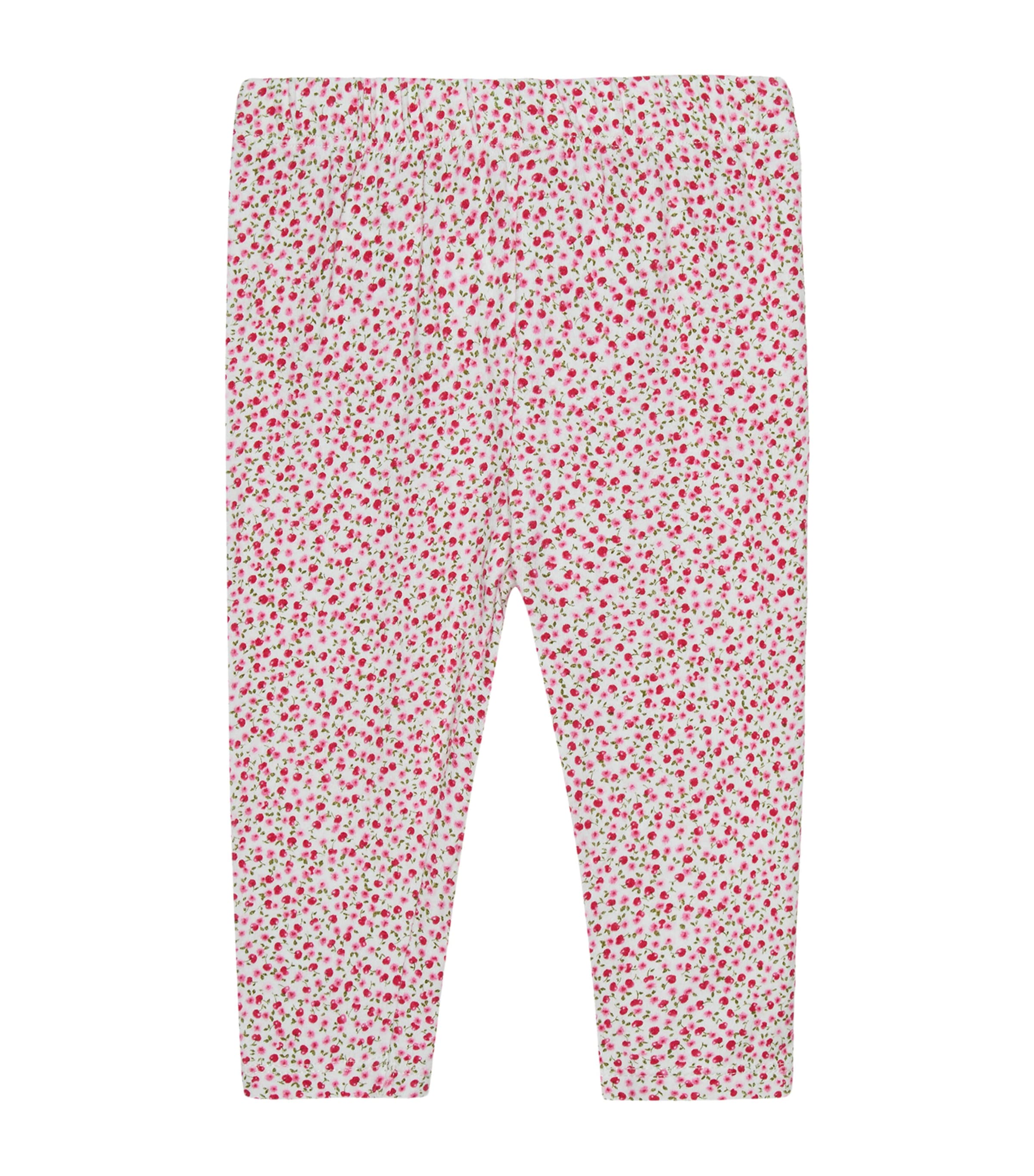Trotters Stretch-Cotton Cherry Leggings (3-24 Months) Red Cherry Ditsy Image 1