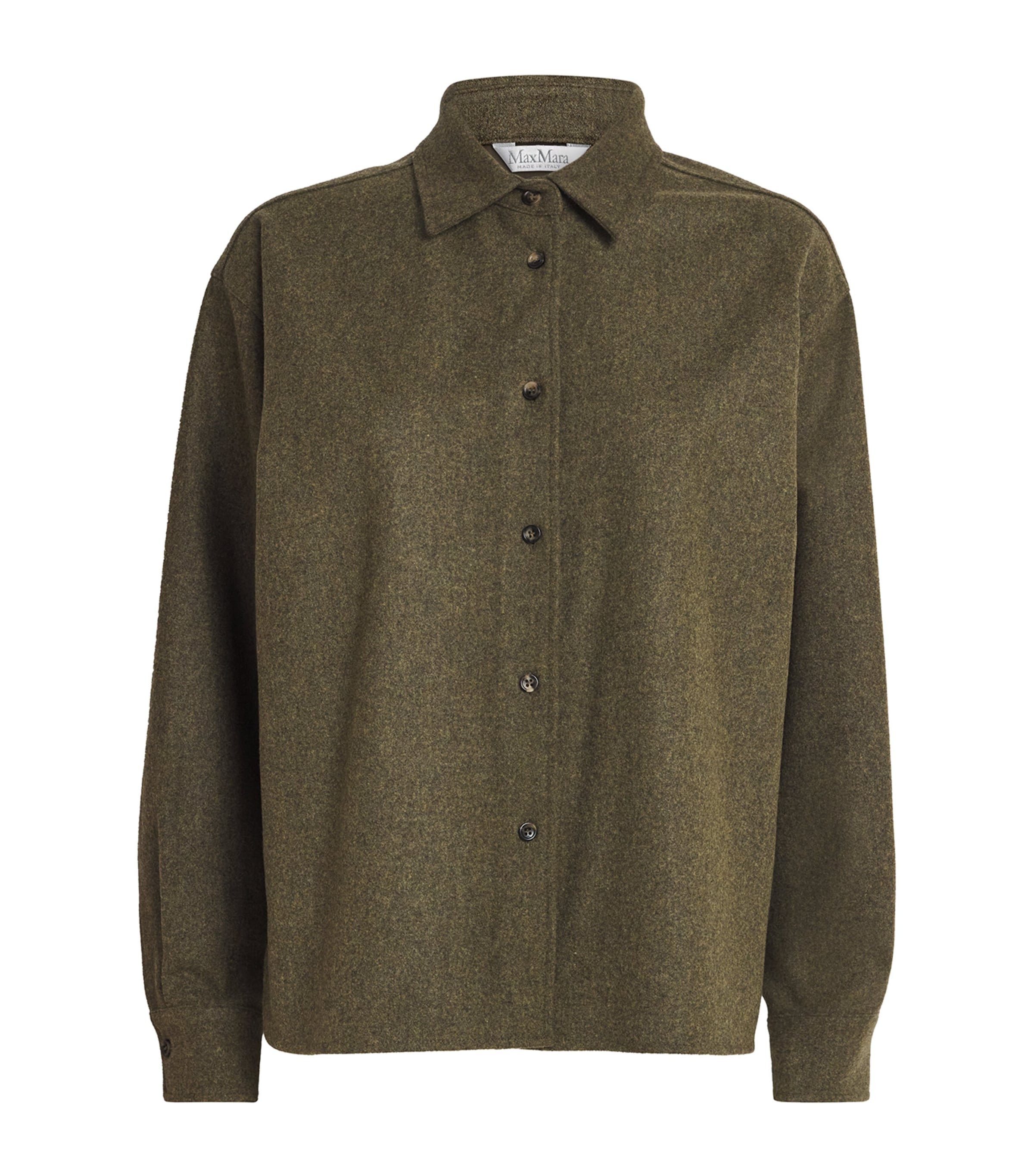 Max Mara Wool Collared Cardigan In Green