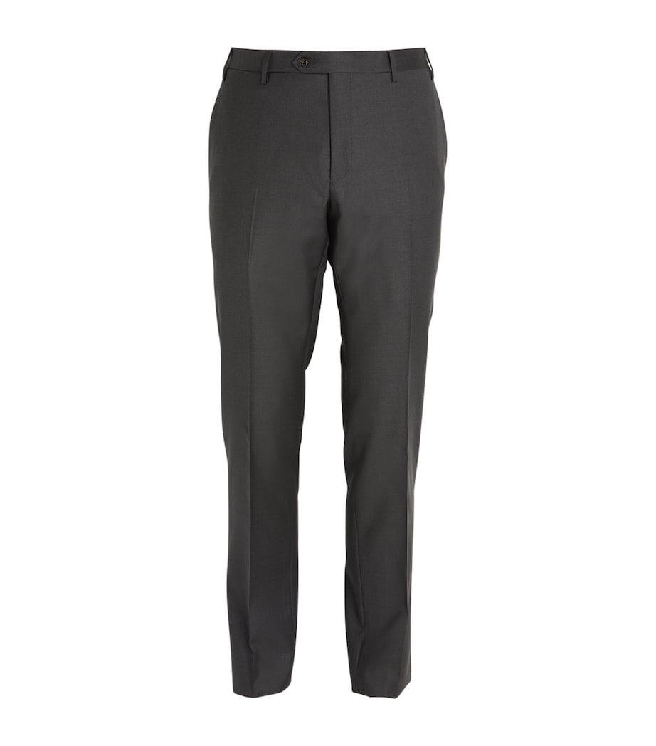 Virgin Wool Slim Tailored Trousers GREY-013 Image 1