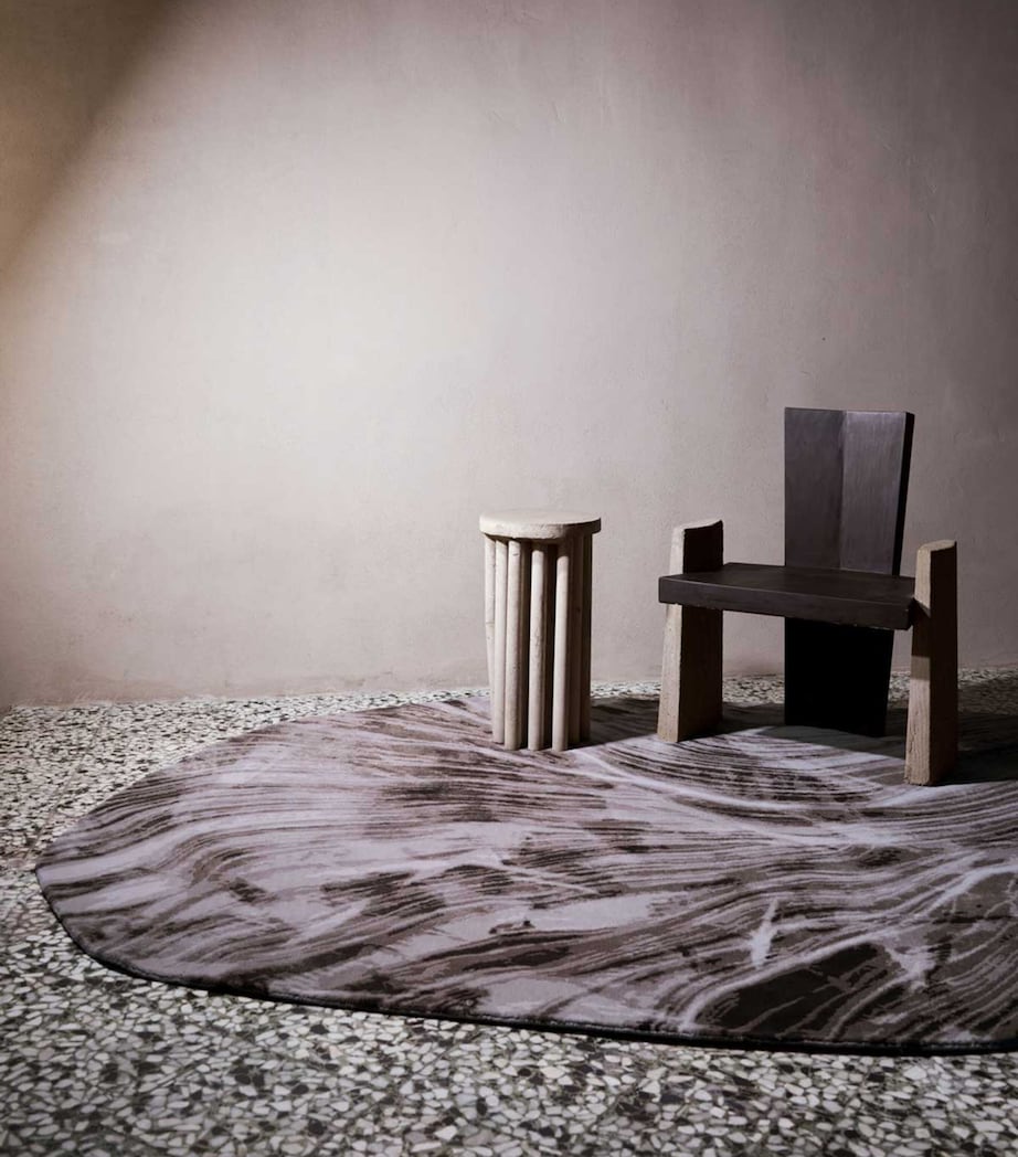 Wool-Silk Falls Graphite Shaped Rug (2.74m x 1.83m) GREY Image 3