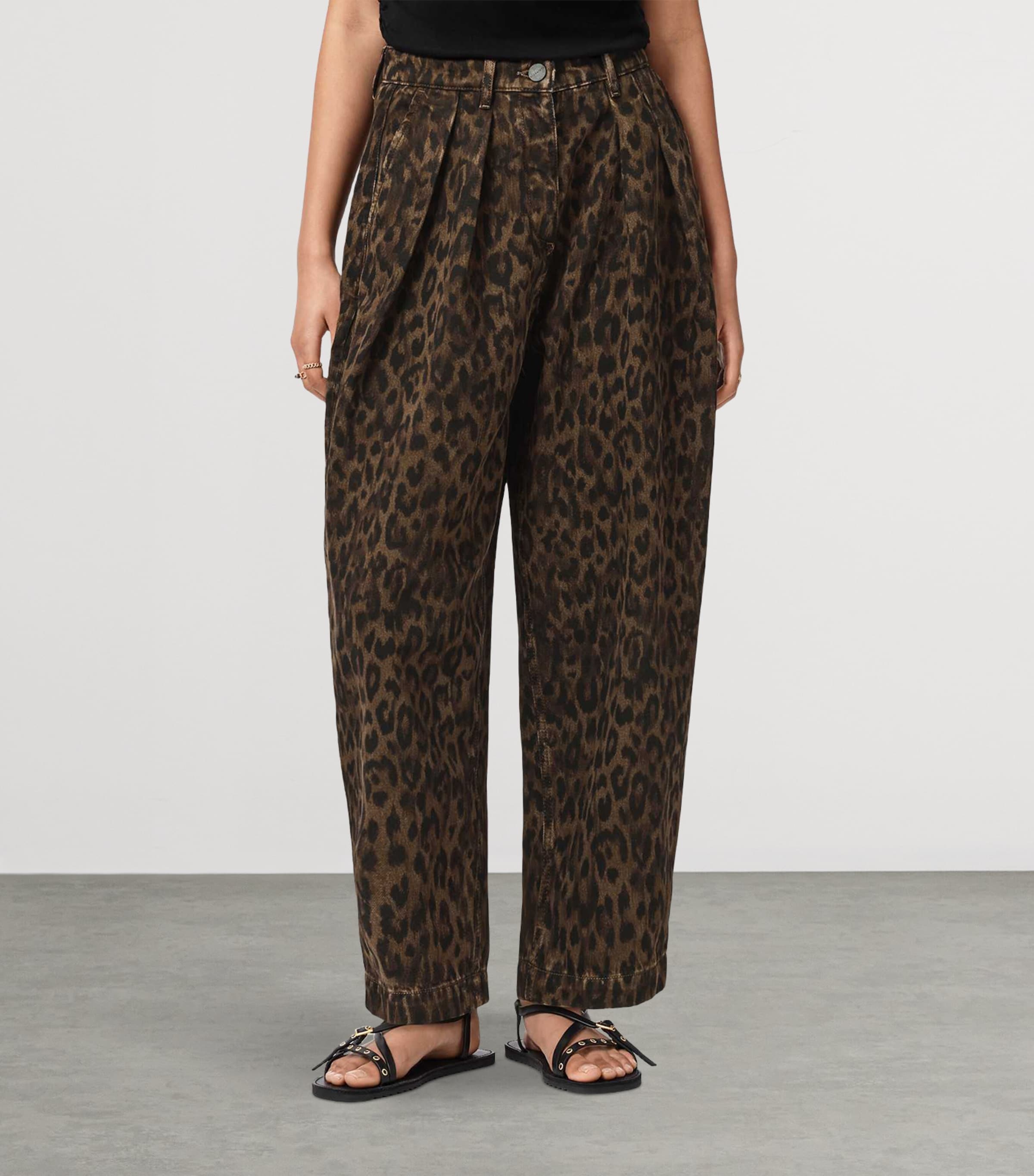 AllSaints Womens Becca High-Rise Barrel-Leg Jeans Leppo Brown Image 3