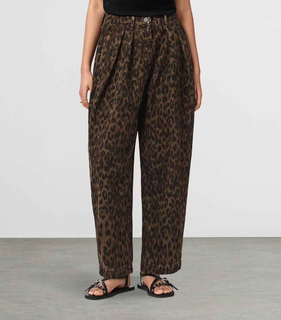 AllSaints Womens Becca High-Rise Barrel-Leg Jeans Leppo Brown Image 3