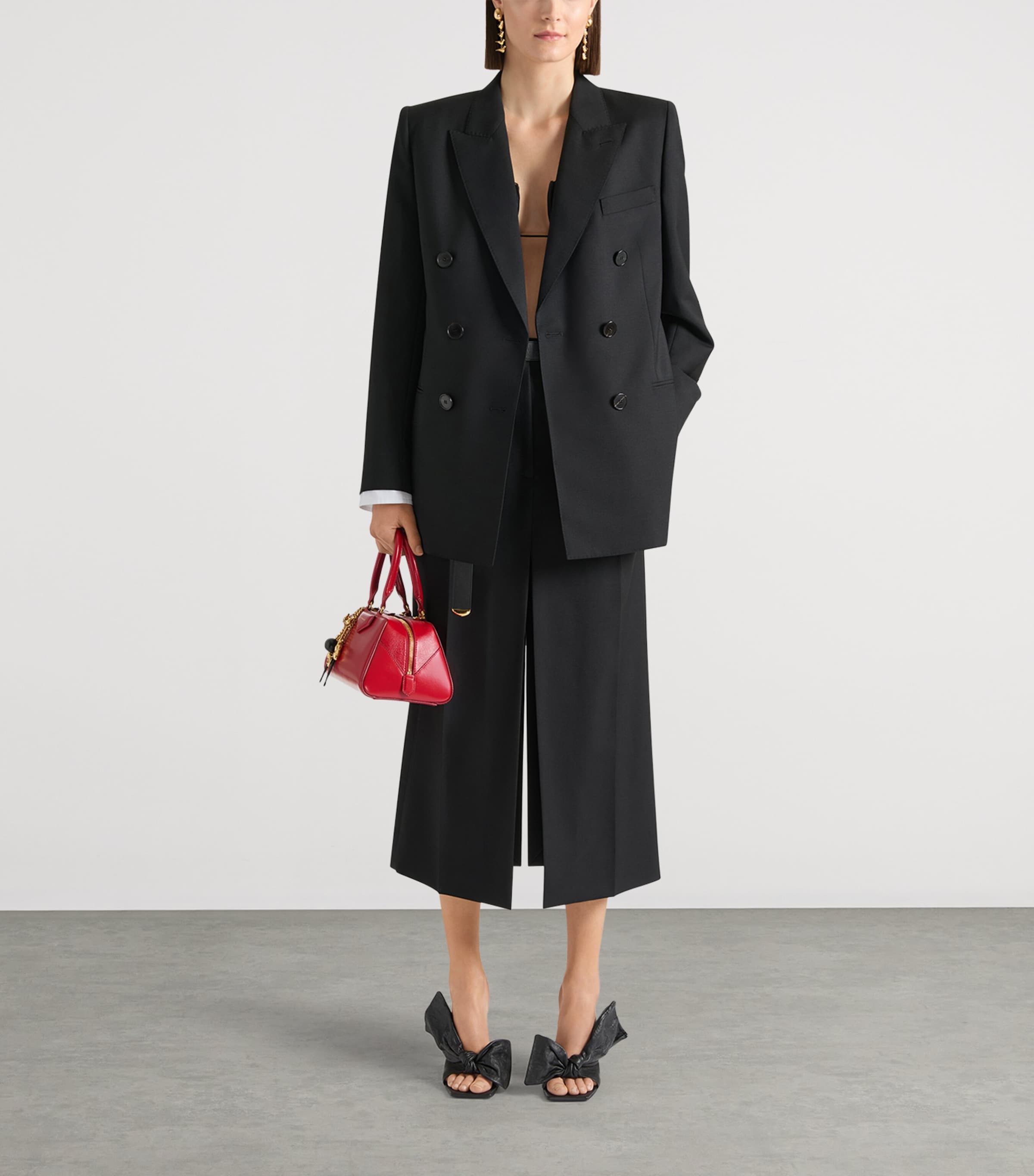 Givenchy Womens Wool-Mohair Trousers Midi Skirt Black Image 2