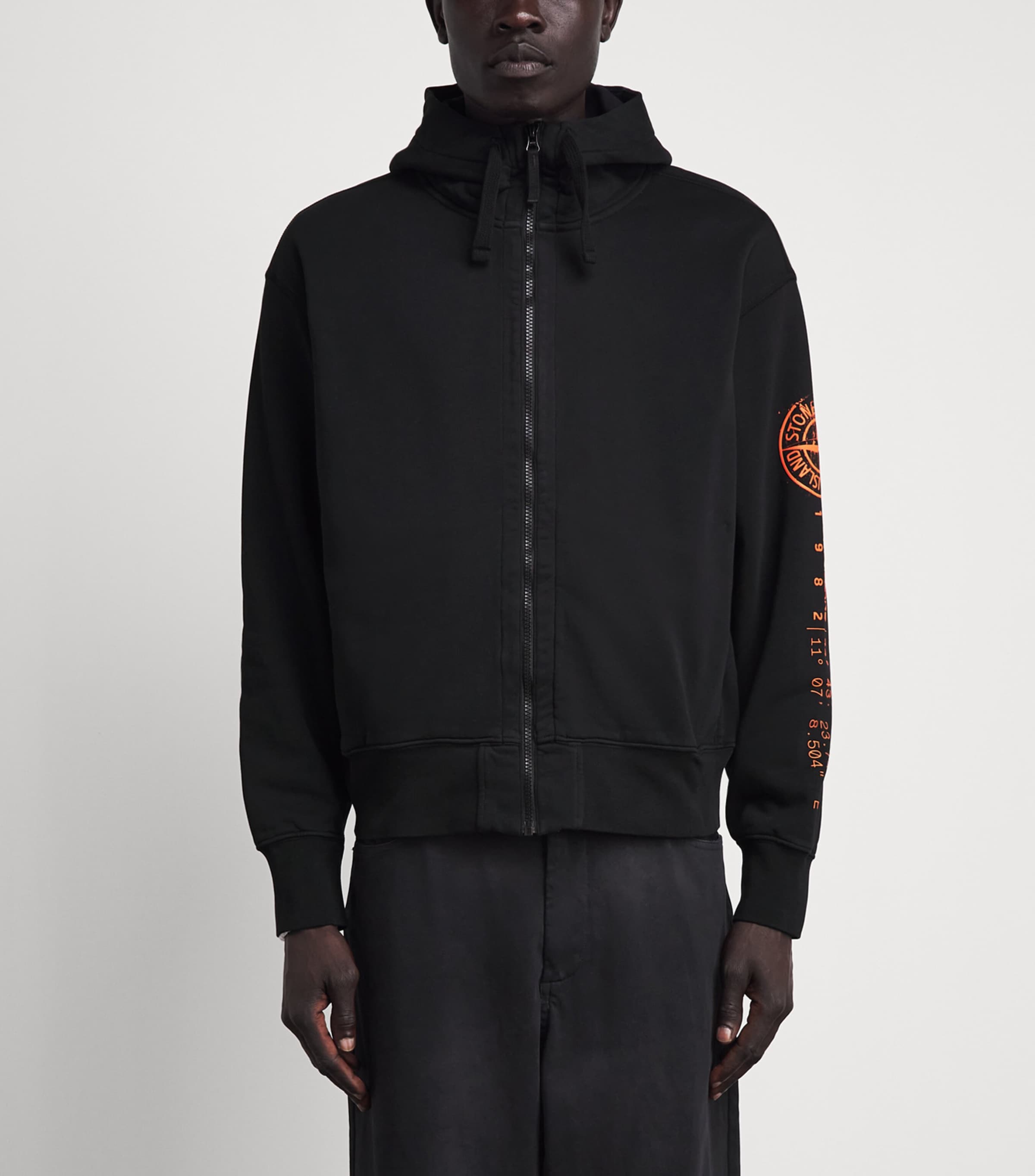 Stone Island Mens Oversized Compass Zip-Up Hoodie Image 4