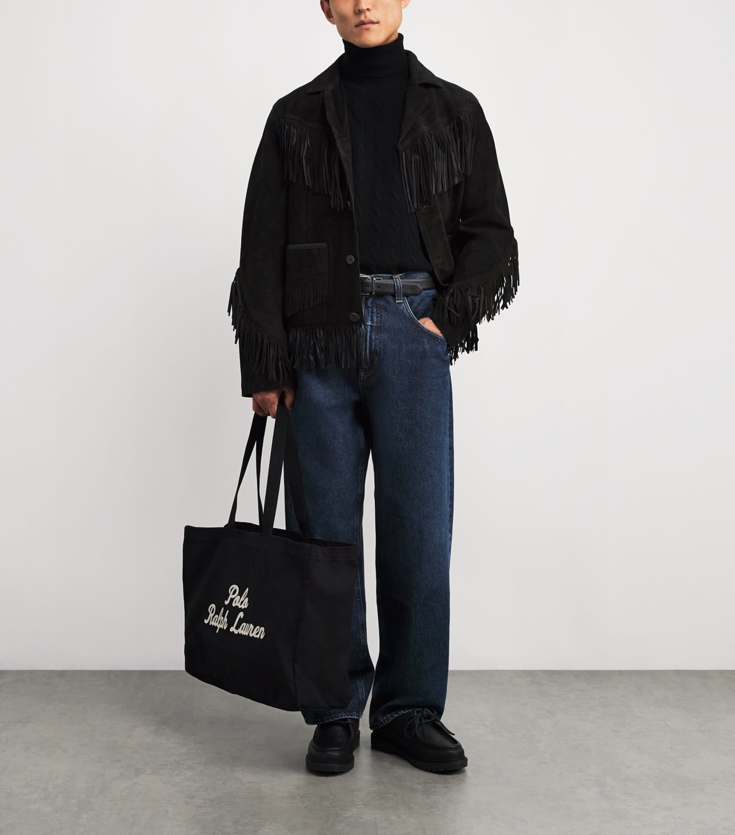 Wool-Cashmere Cable-Knit Rollneck Sweater BLACK Image 2