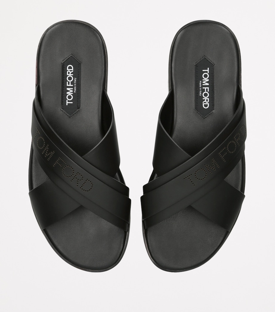 Leather Preston Slides BLACK Image 4