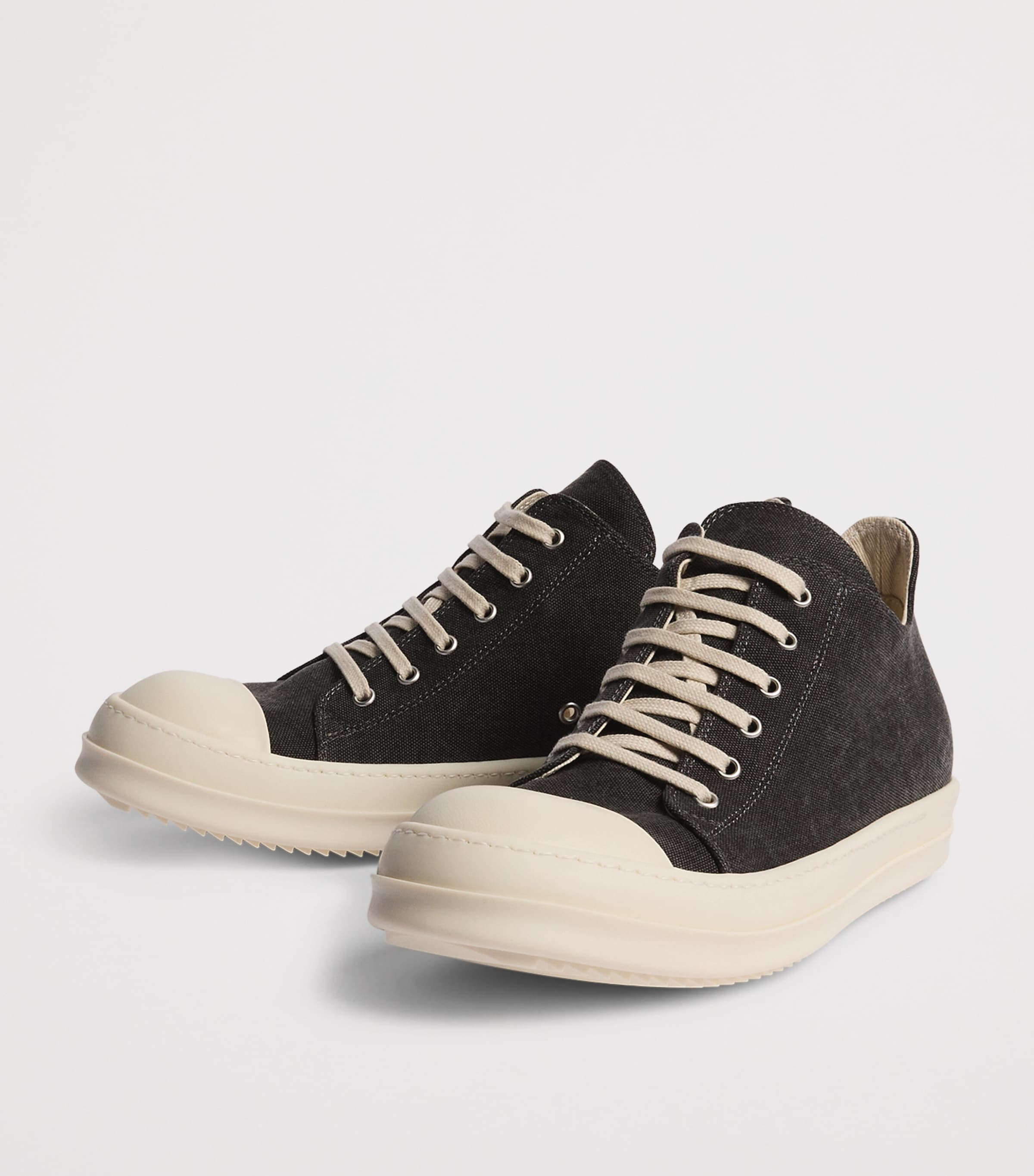 Rick Owens Canvas Low-Top Sneakers Grvl/mlk/mlk Image 3