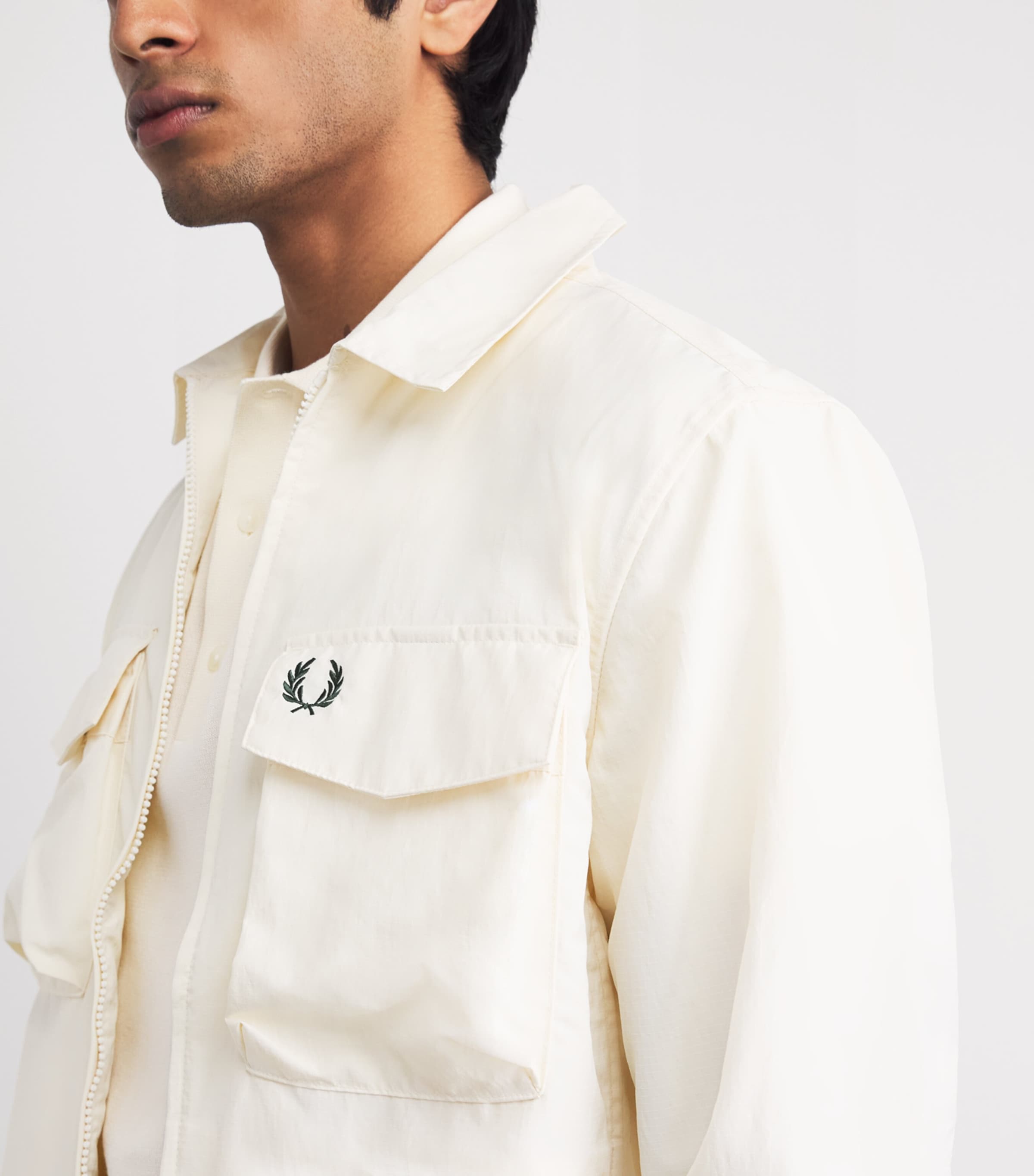 Fred Perry Mens Cotton Logo Polo Shirt Ecru Image 3