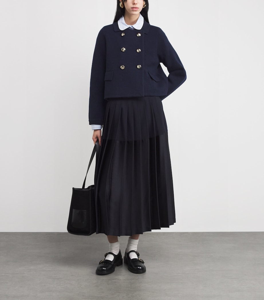 Wool-Blend Double-Breasted Cardigan NAVY BLUE Image 2