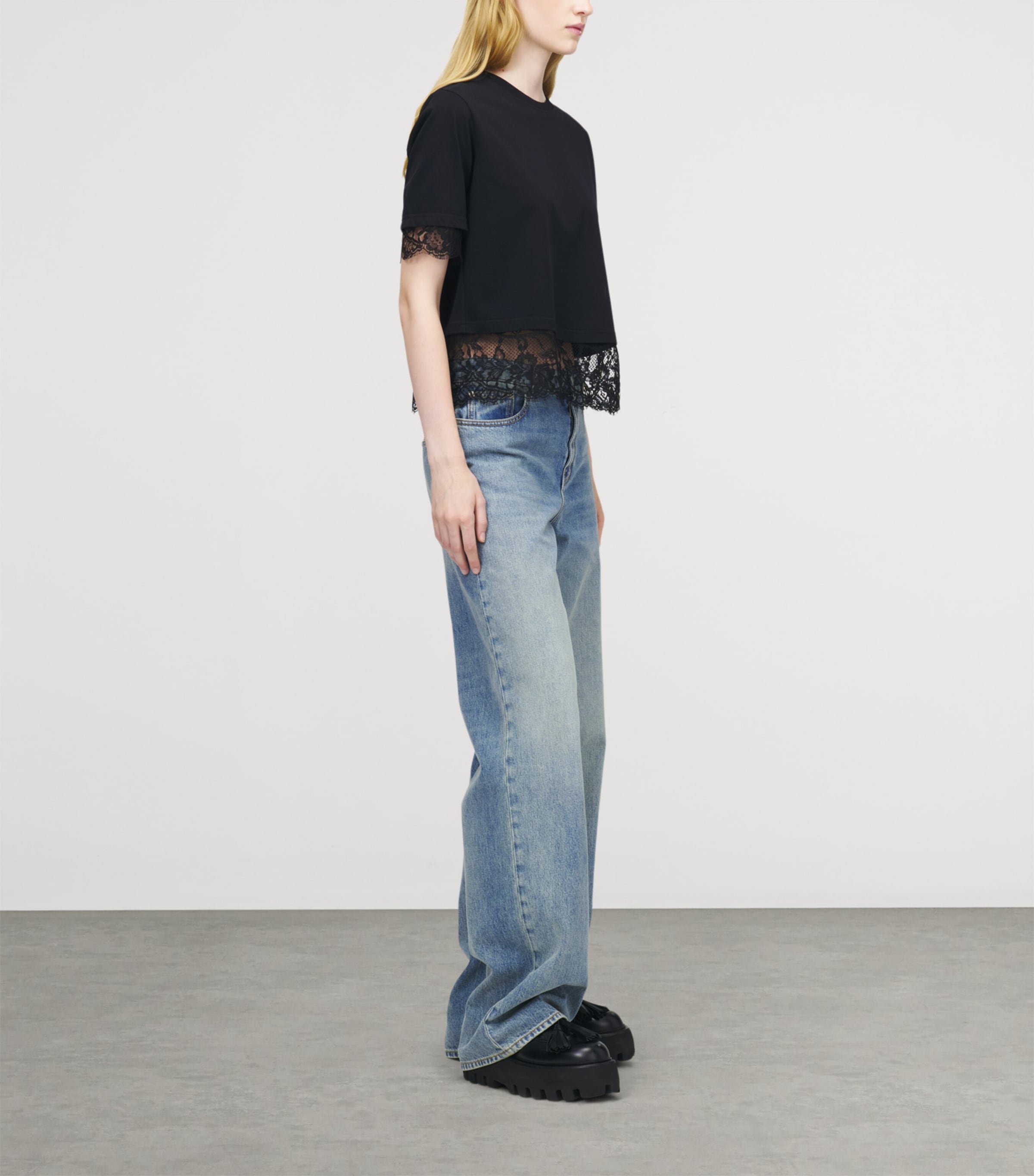 Cotton Lace-Trim T-Shirt 1000 Image 3