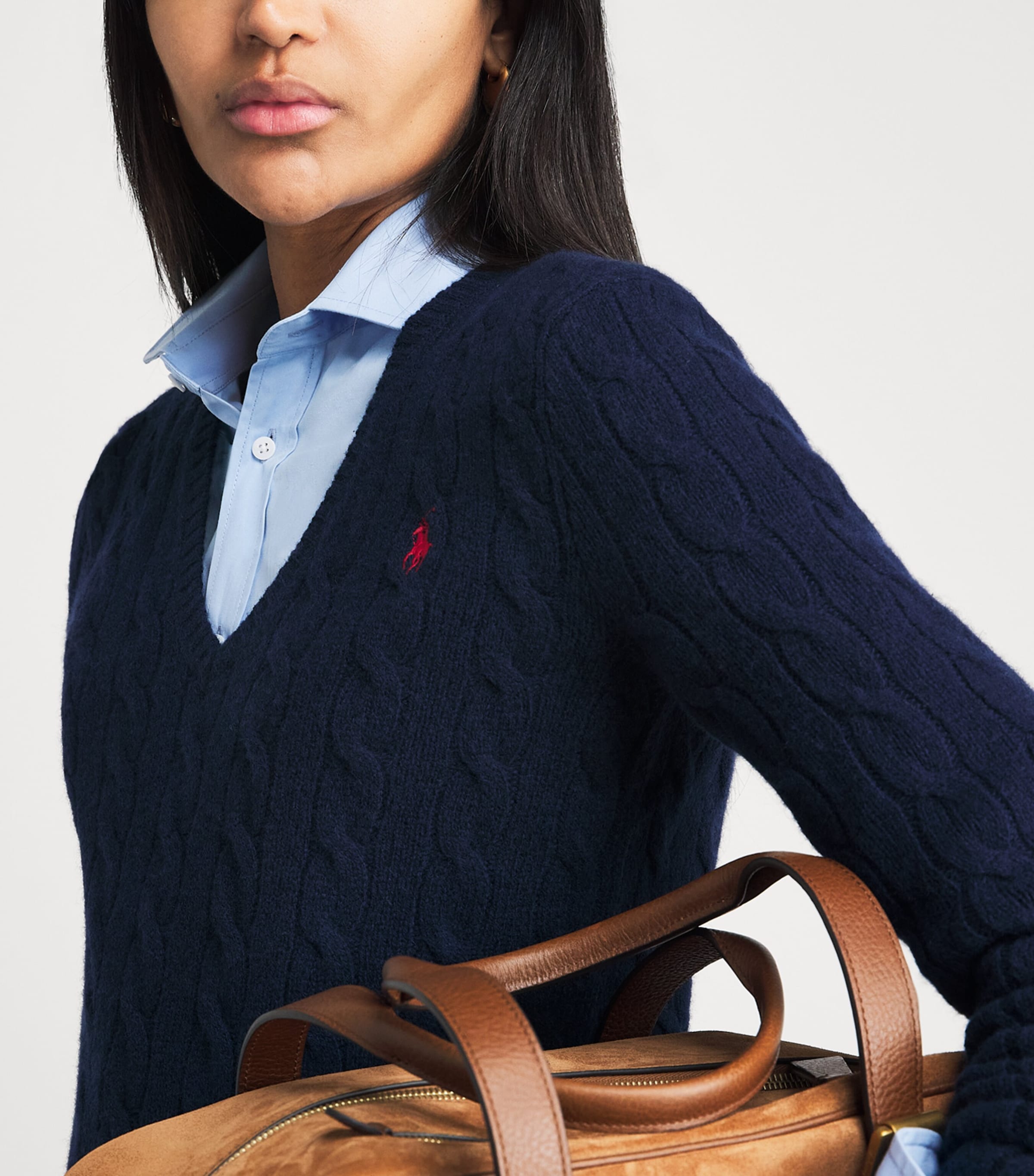 Polo Ralph Lauren Navy Wool-Cashmere Cable-Knit Kimberly Sweater