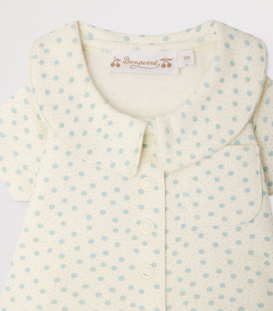 Bonpoint Cotton Polka Dot Top and Shorts Set (1-18 Months) Po Bleu Image 3