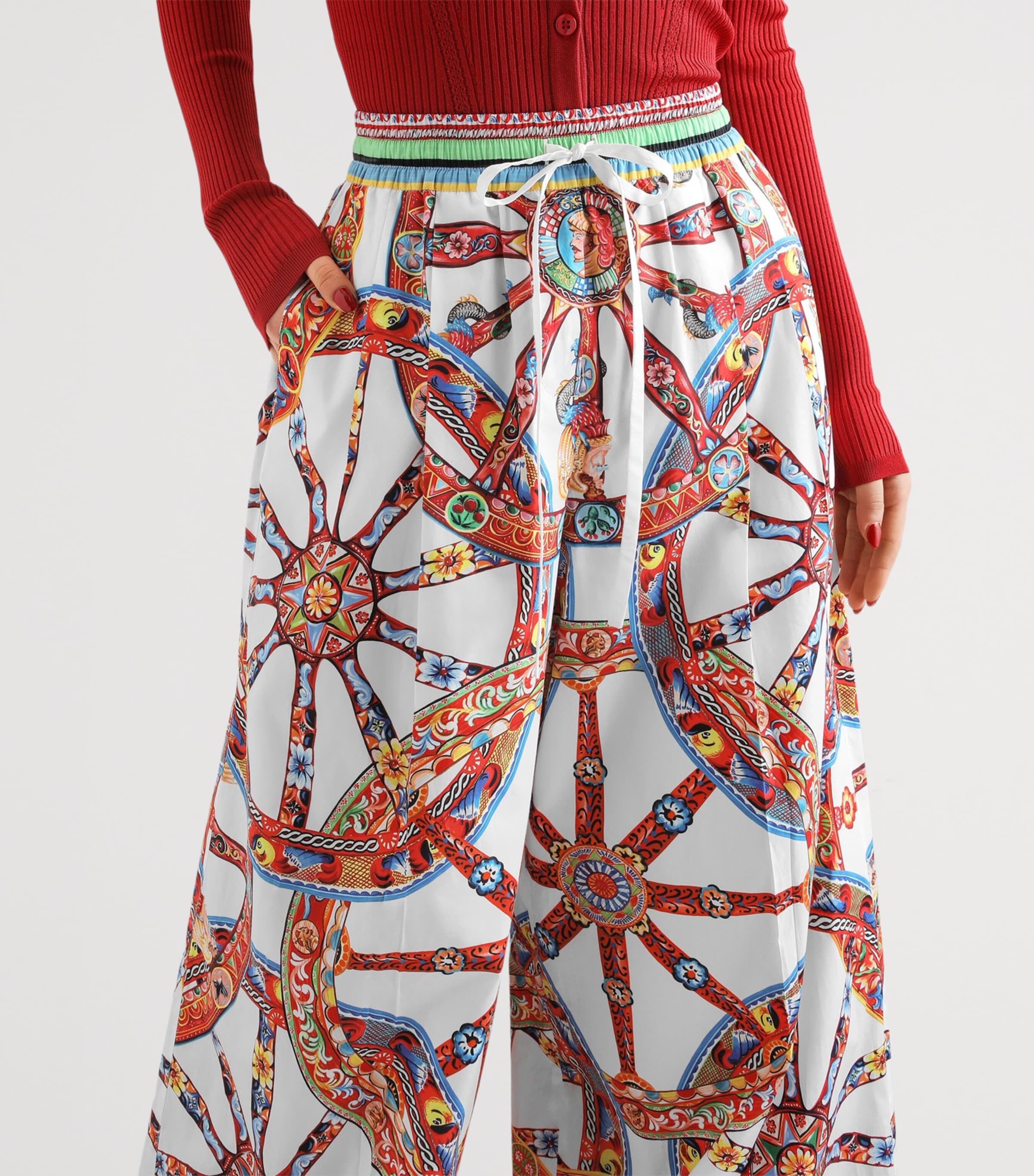 Dolce&Gabbana Womens Cotton Carretto Trousers Combined Colou Image 4