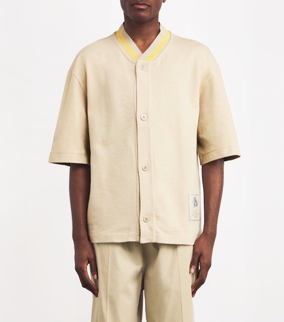 Jacquemus Mens Cotton Cropped-Sleeve Shirt Beige Image 3
