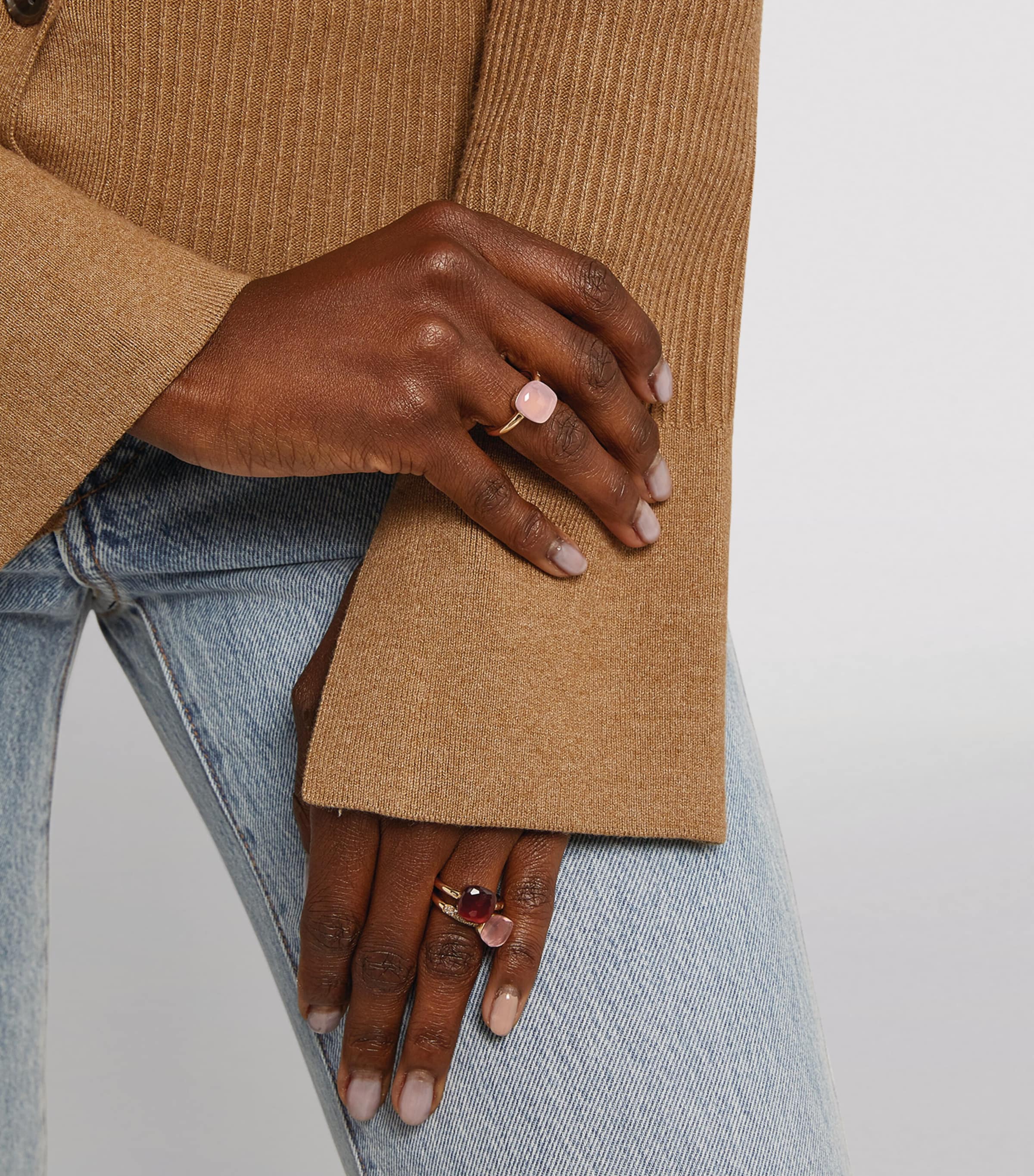 Mixed Gold and Pink Quartz Nudo Classic Ring 000QR Image 4