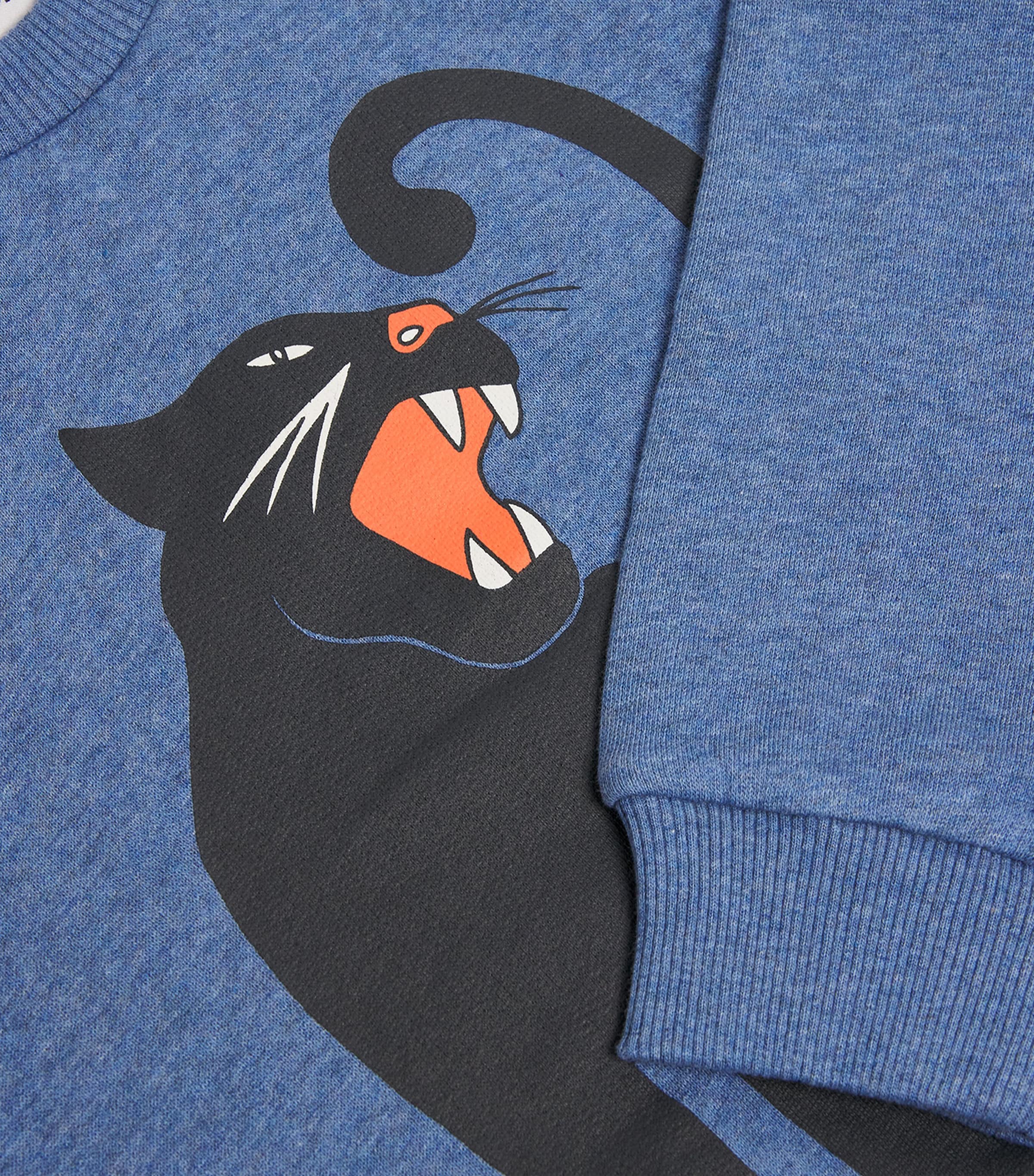 Mini Rodini Organic Cotton Panther Sweatshirt (3-11 Years) Blue Image 3