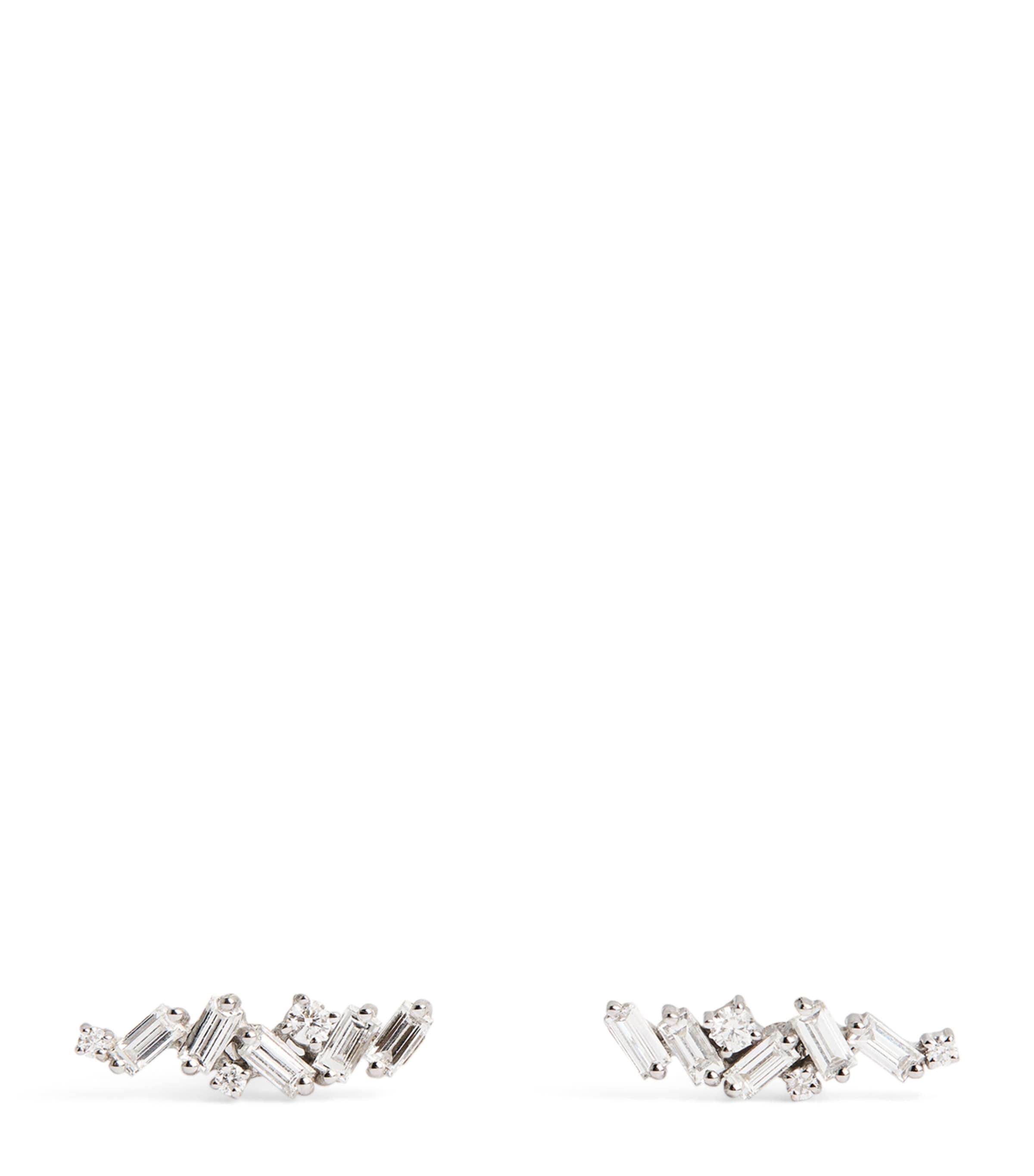 Suzanne Kalan White Gold And Diamond Frenzy Stud Earrings In White