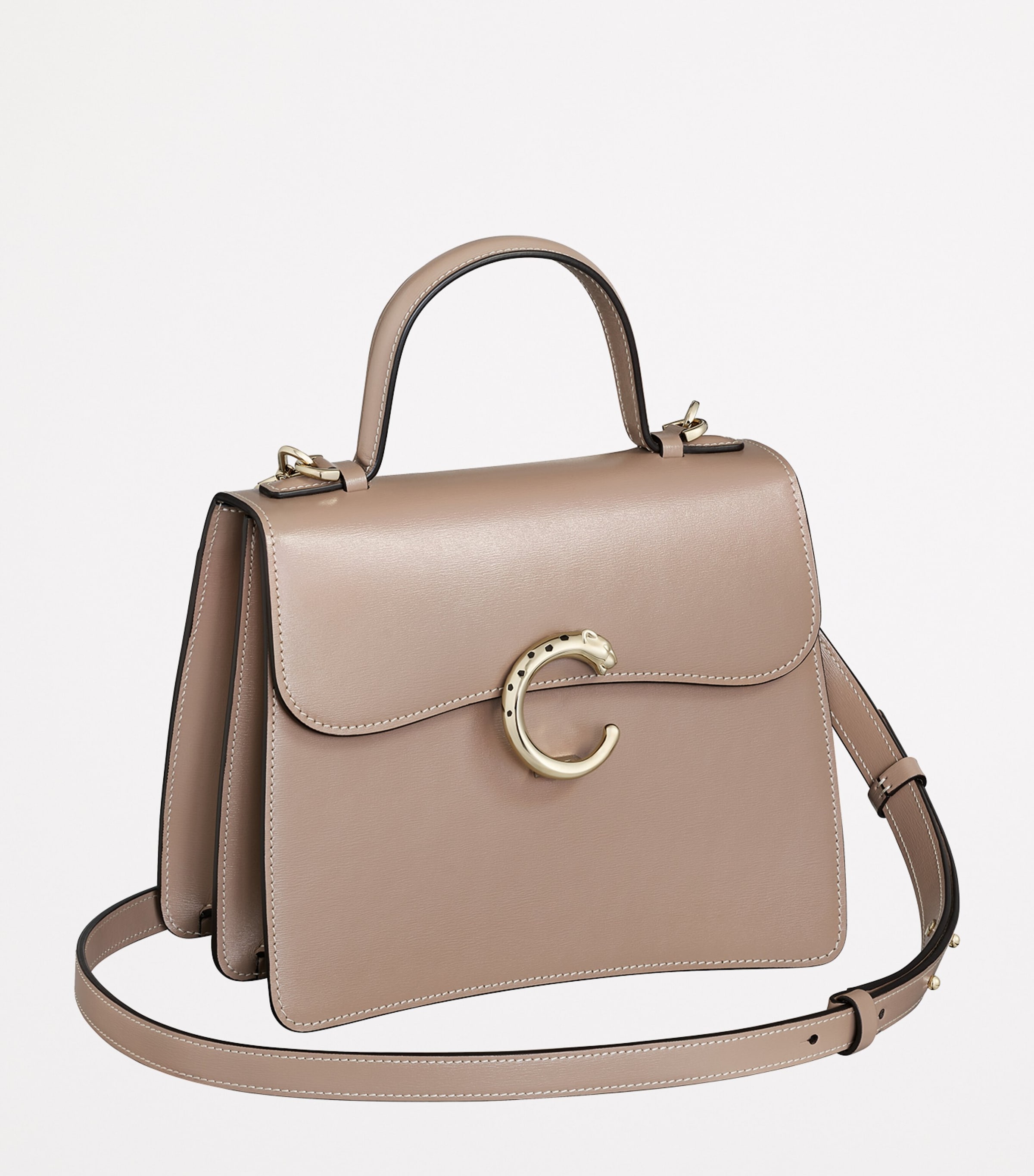 Small Leather Panthère C de Cartier Top-Handle Bag BEIGE Image 2
