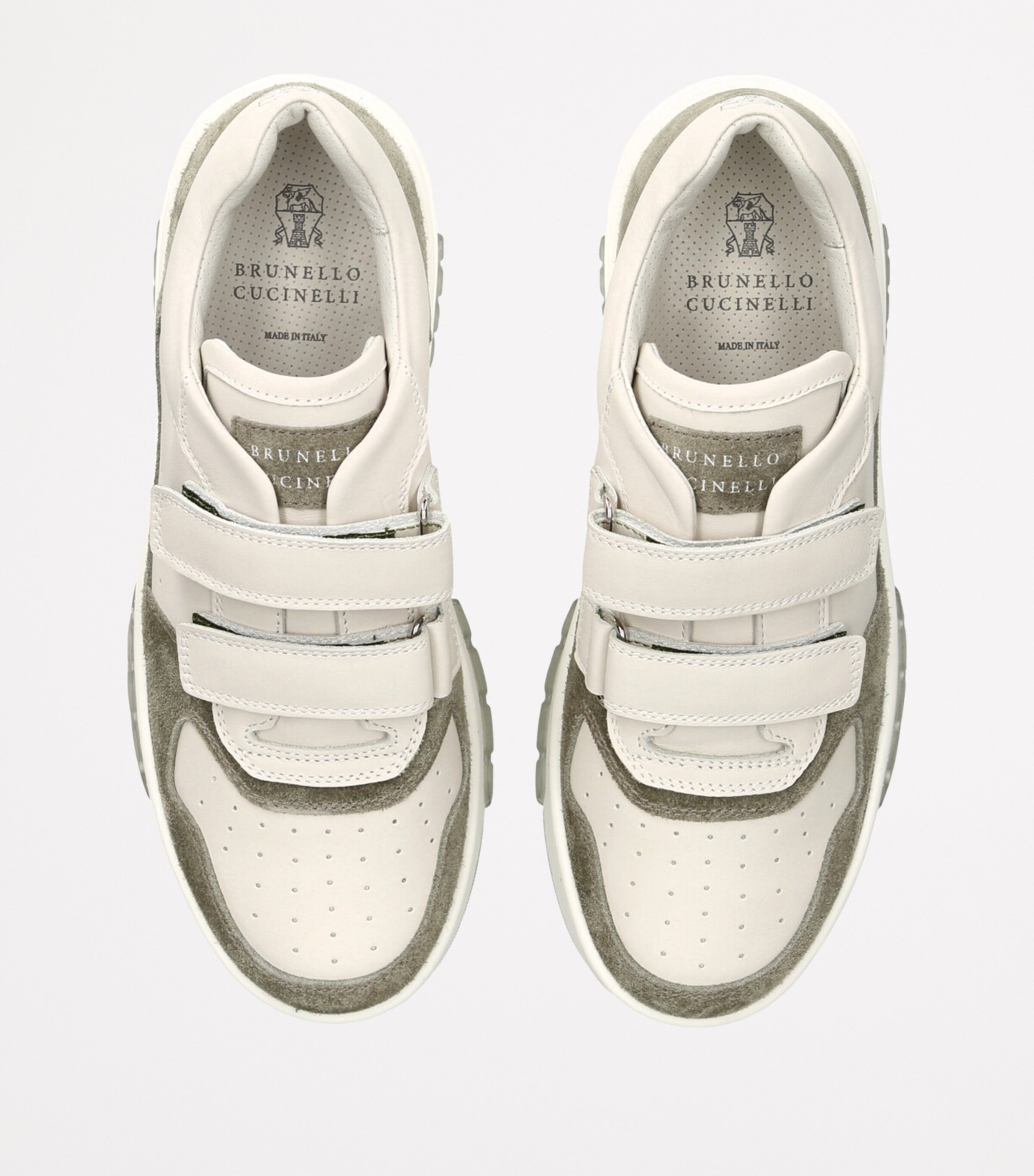 Brunello Cucinelli Kids Leather Suede-Trim Velcro Sneakers White/oth Image 4