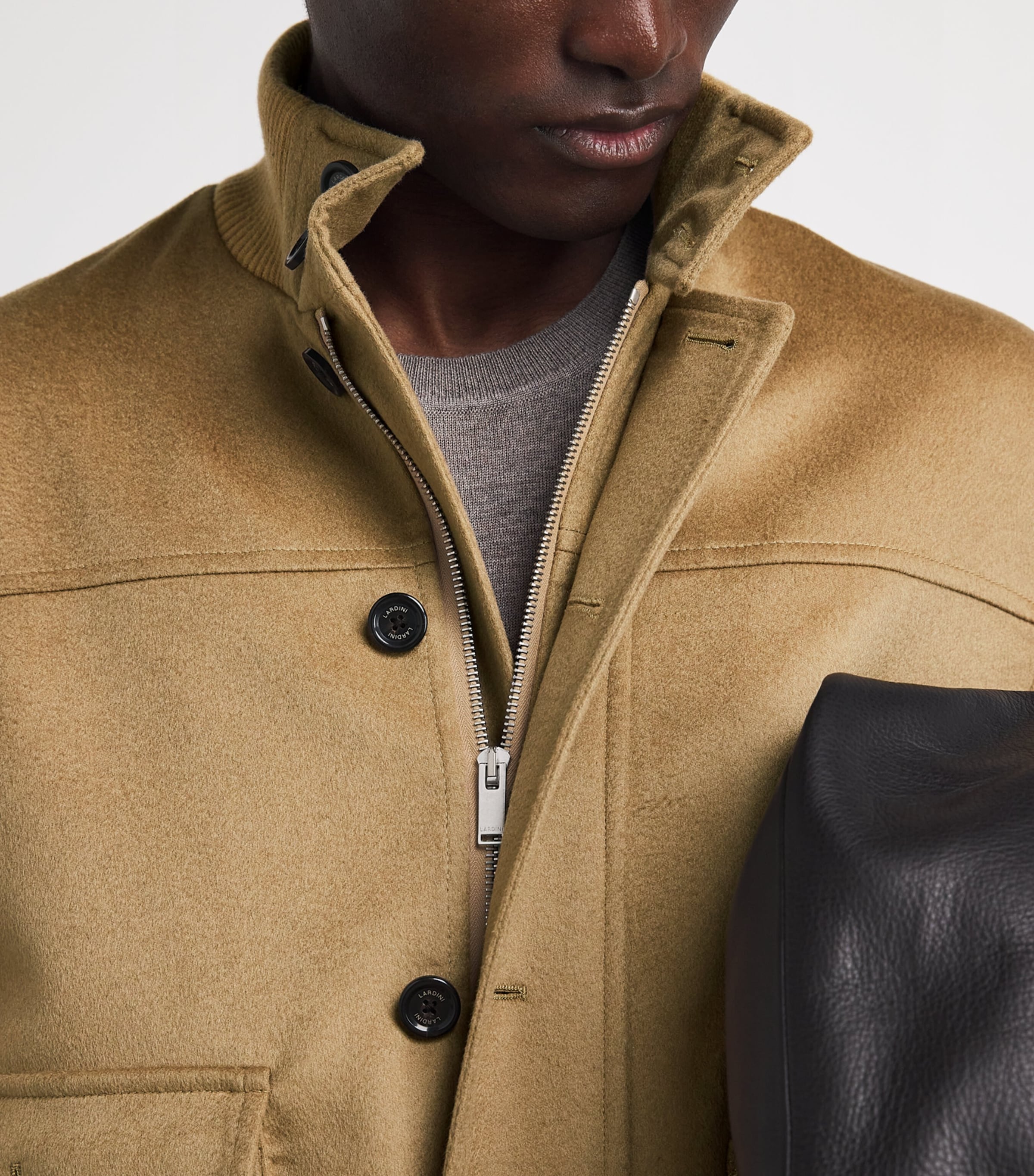 Lardini Mens Cashmere Bomber Jacket Camel Image 3