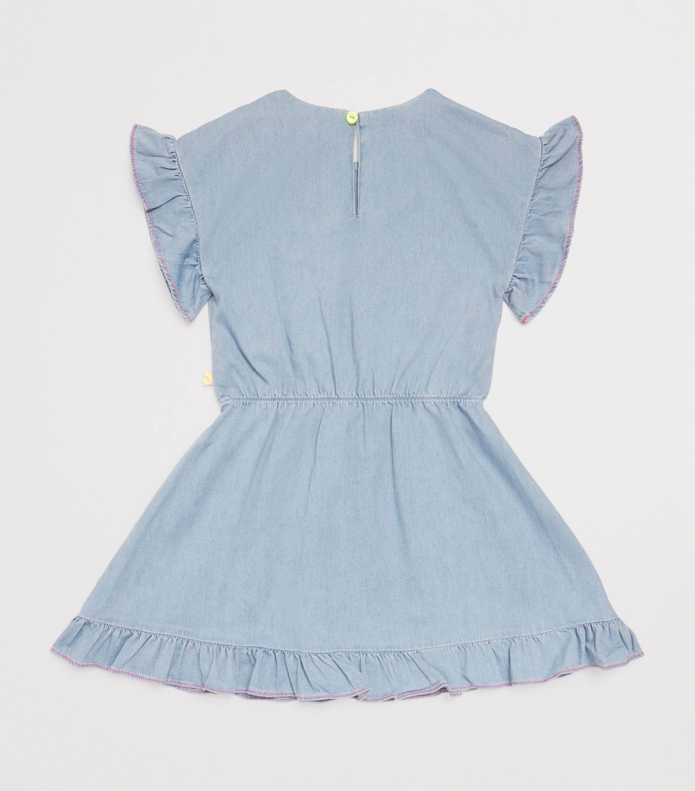 Denim Embroidered Dress (2-12 Years) Z04 BLEACH Image 2