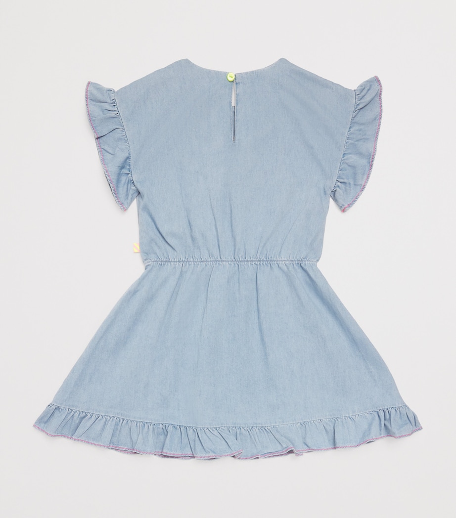Denim Embroidered Dress (2-12 Years) Z04 BLEACH Image 2