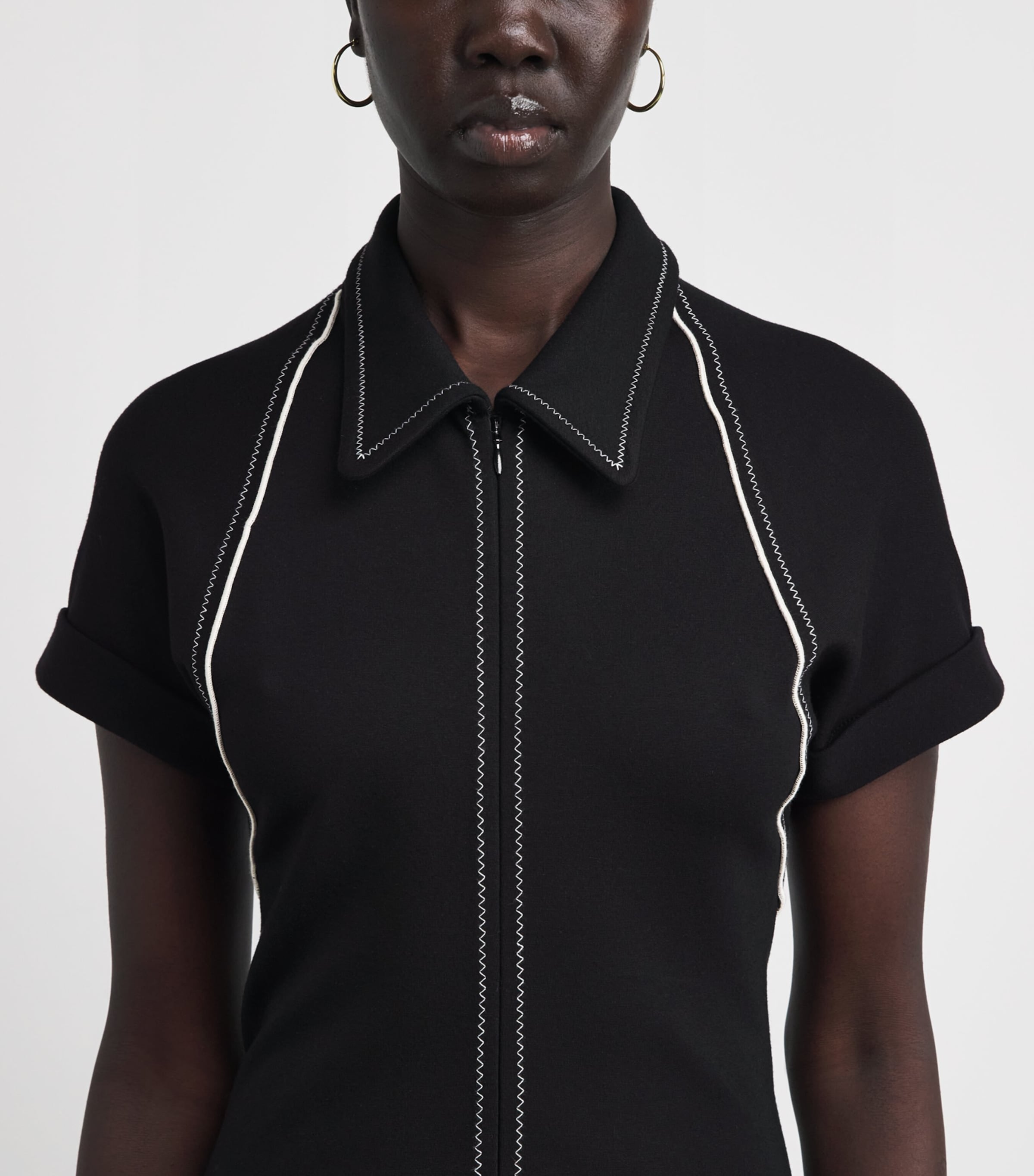 ME+EM Womens Stitch-Detail Fit-And-Flare Midi Dress Black Image 3