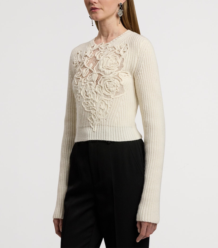 Cashmere Floral Sweater CREAM Image 6