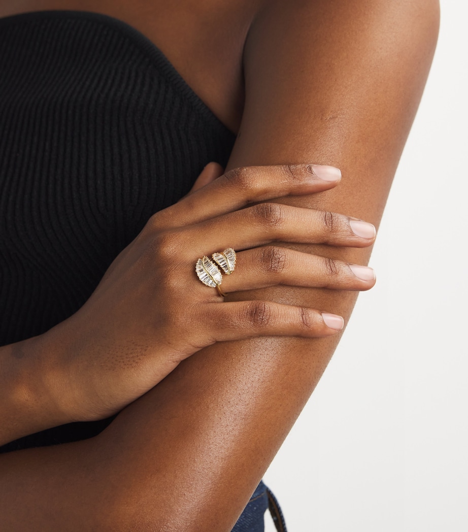 Yellow Gold and Diamond Palm Leaf Ring YELLOW GOLD Image 2