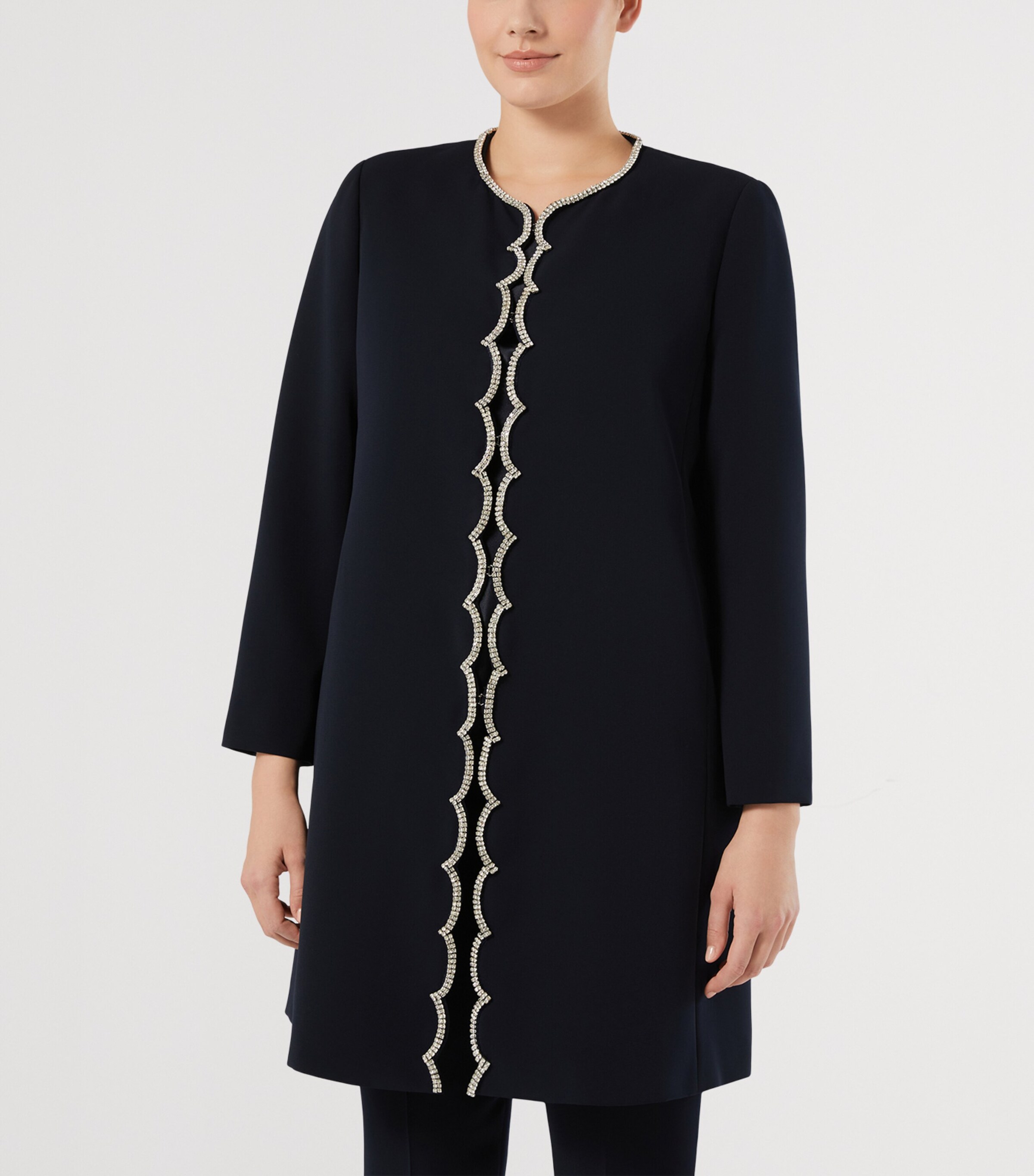 Marina Rinaldi Womens Embellished Overcoat Midnightblue Image 2