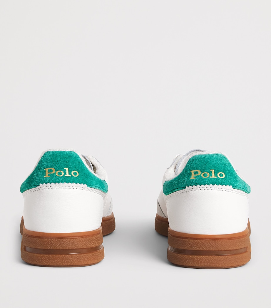 Polo Ralph Lauren Leather Bedford Sneakers Dckwash Wht/erin Grn Image 4