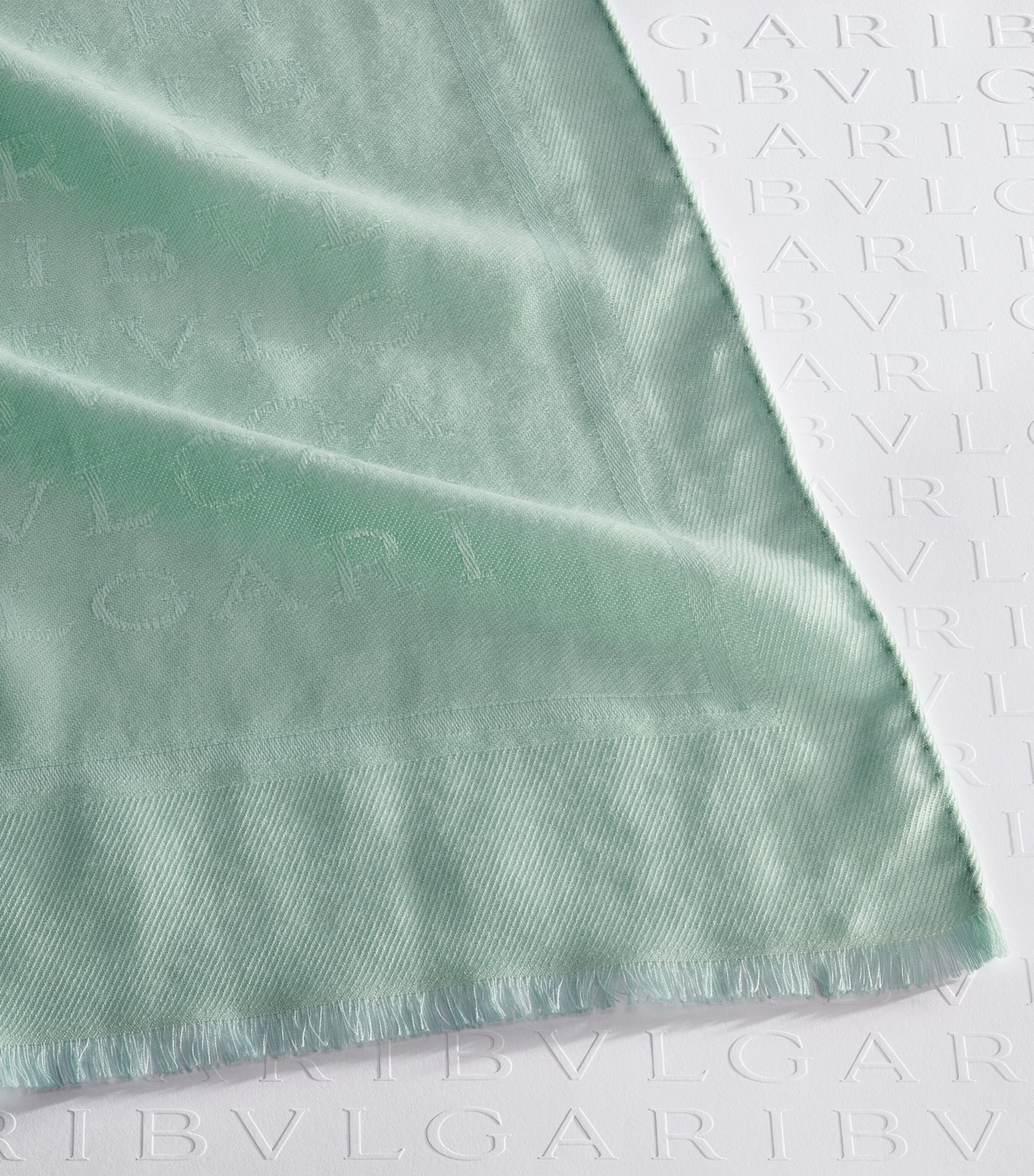 Silk-Cotton Logo Scarf GREEN MEDIUM Image 3