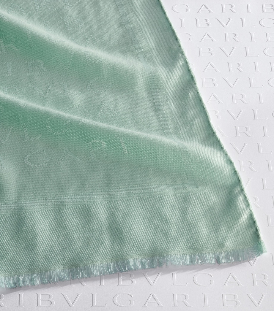 Silk-Cotton Logo Scarf GREEN MEDIUM Image 3