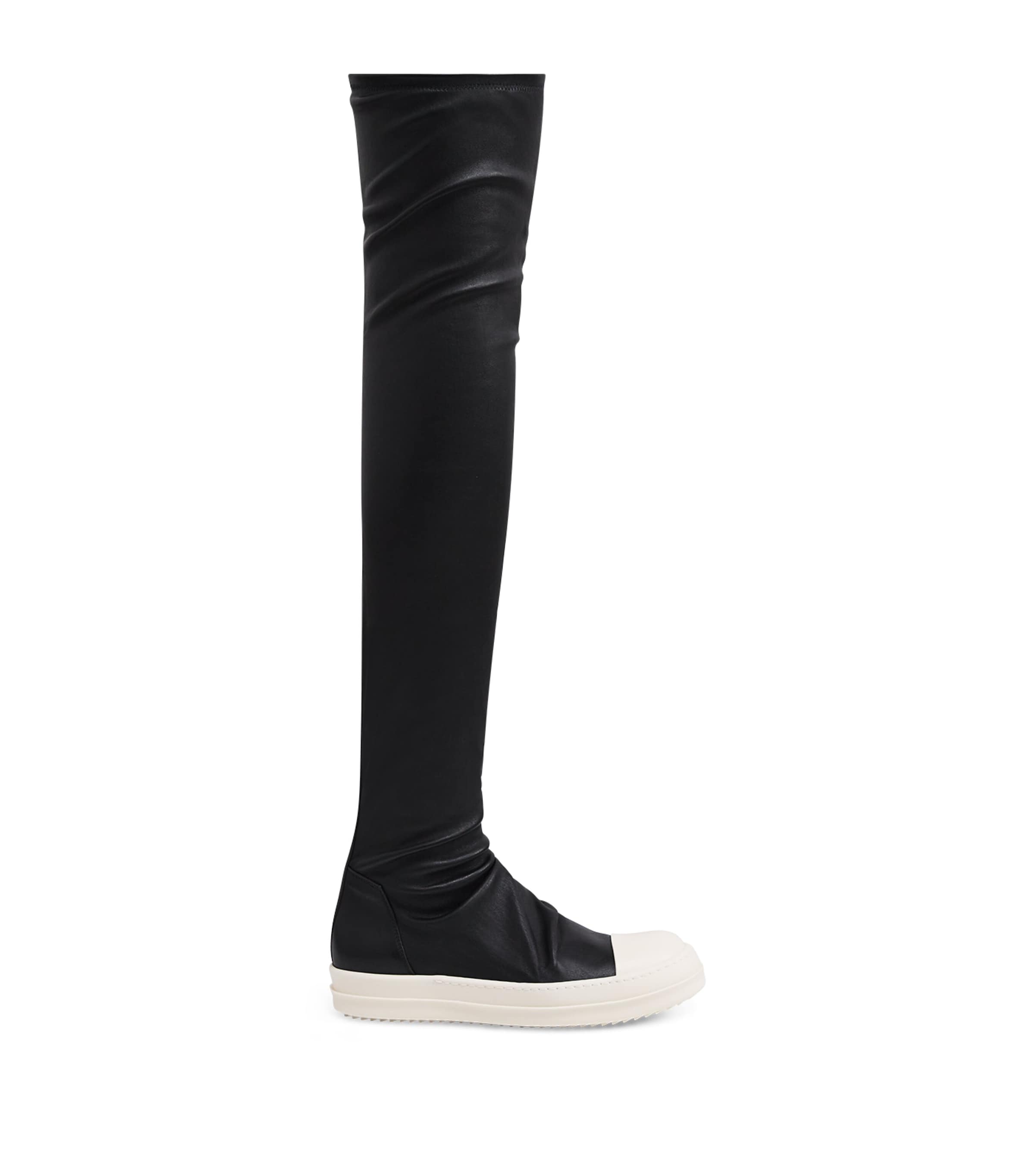 Rick Owens Leather Over-the-knee Stockings Sneakers In Black
