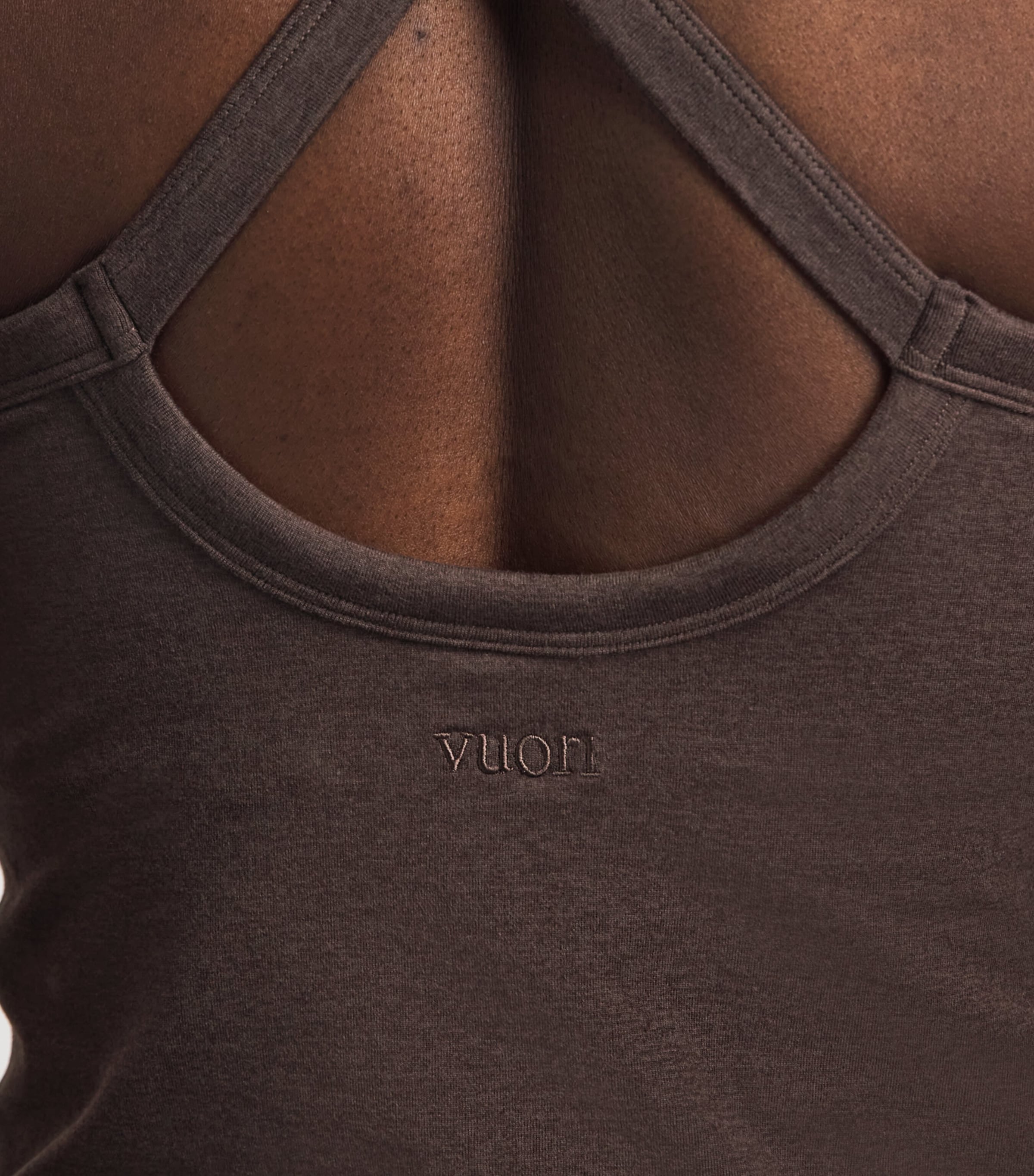 VUORI Womens Halo Cross Back Tank Top Java Heather Image 3
