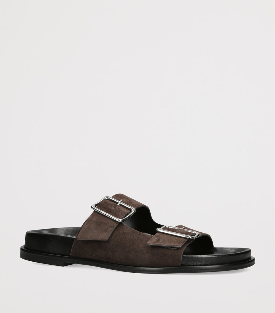 Suede Buckle Meena Slides DARK BROWN Image 3