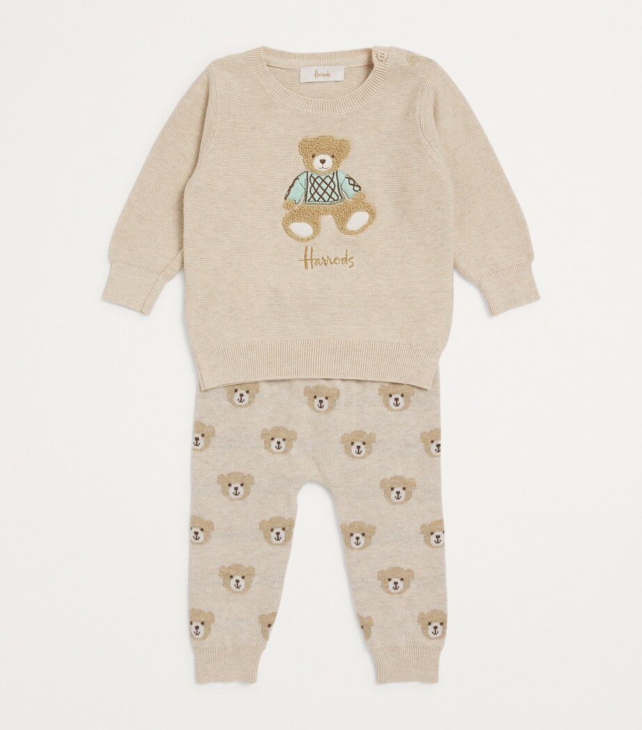 Harrods Organic Cotton Henry Bear Trousers (0-24 Months) Beige Image 3
