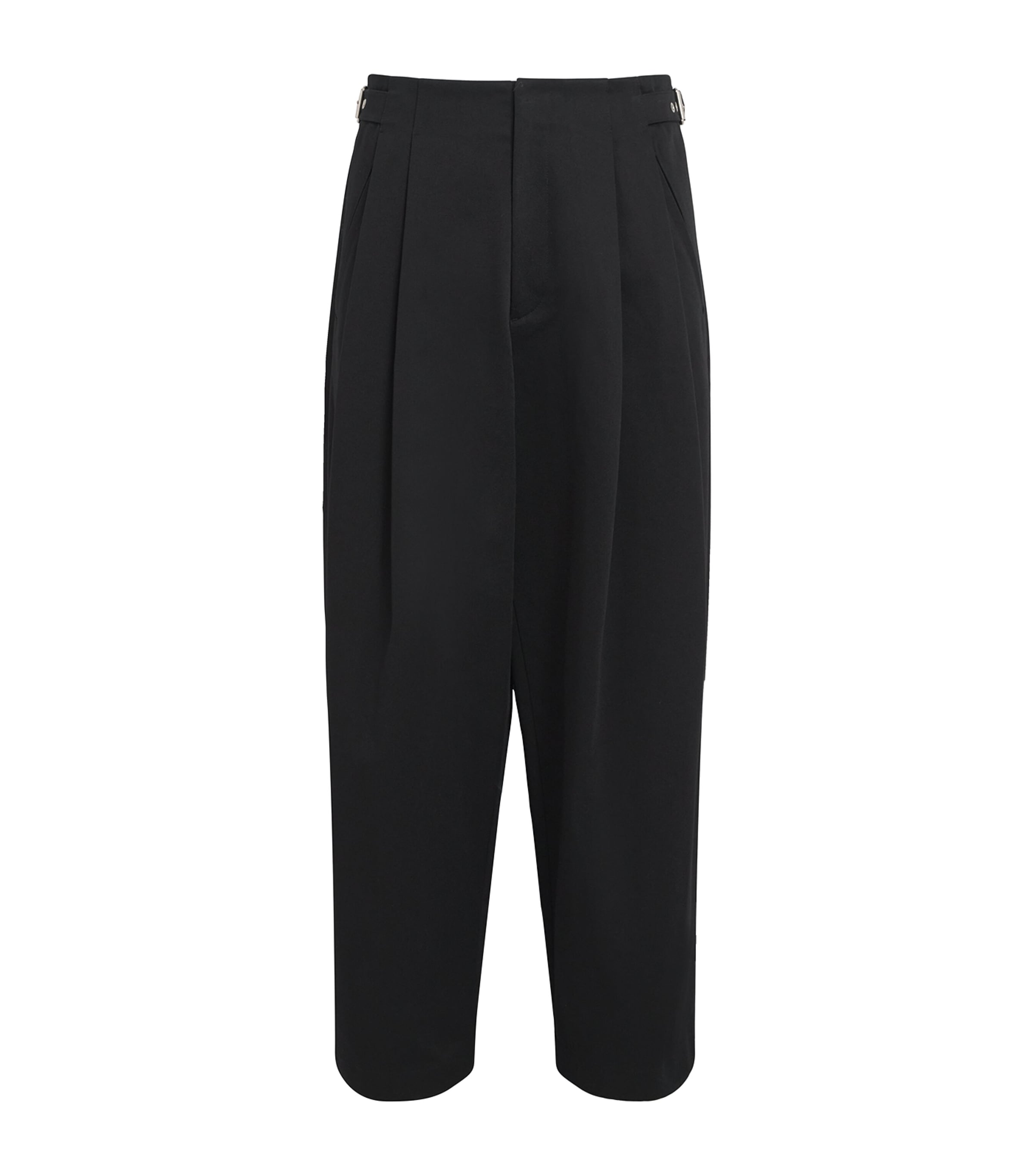 System Belt-detail Wide-leg Pleated Trousers In Black