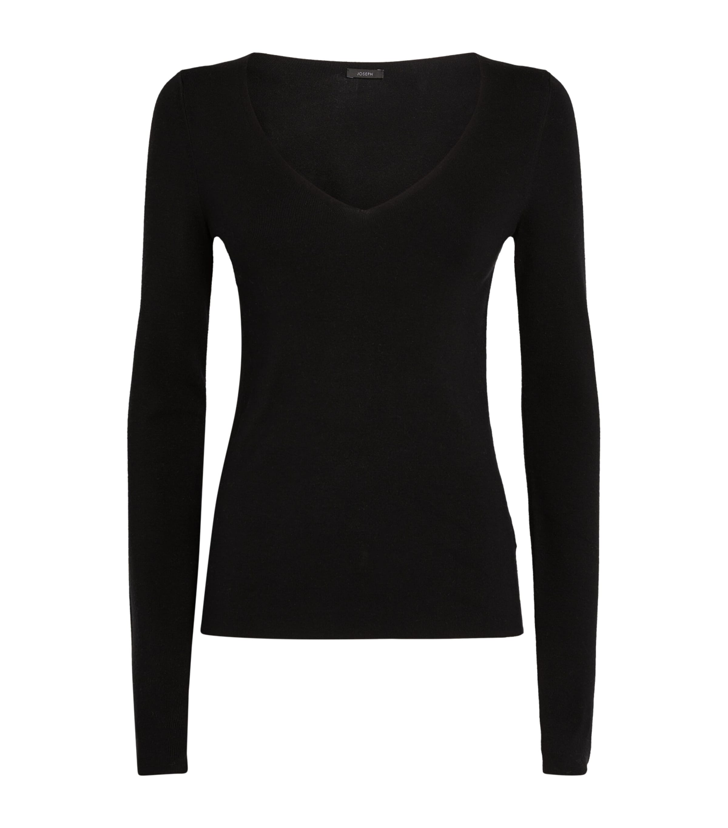 Shop Joseph Silk-stretch V-neck Top In Black