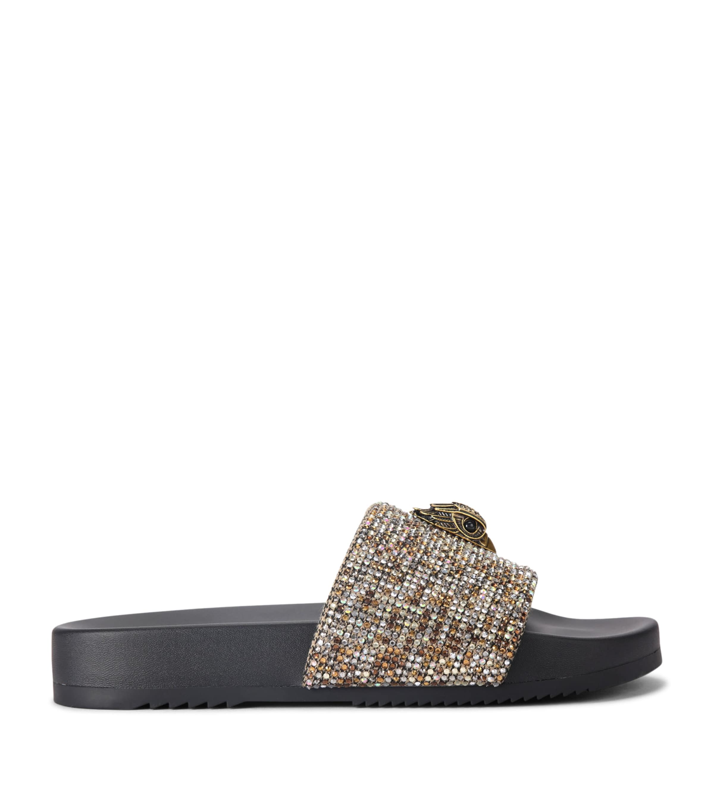 Kurt Geiger Embellished Brockwell Slides In Black