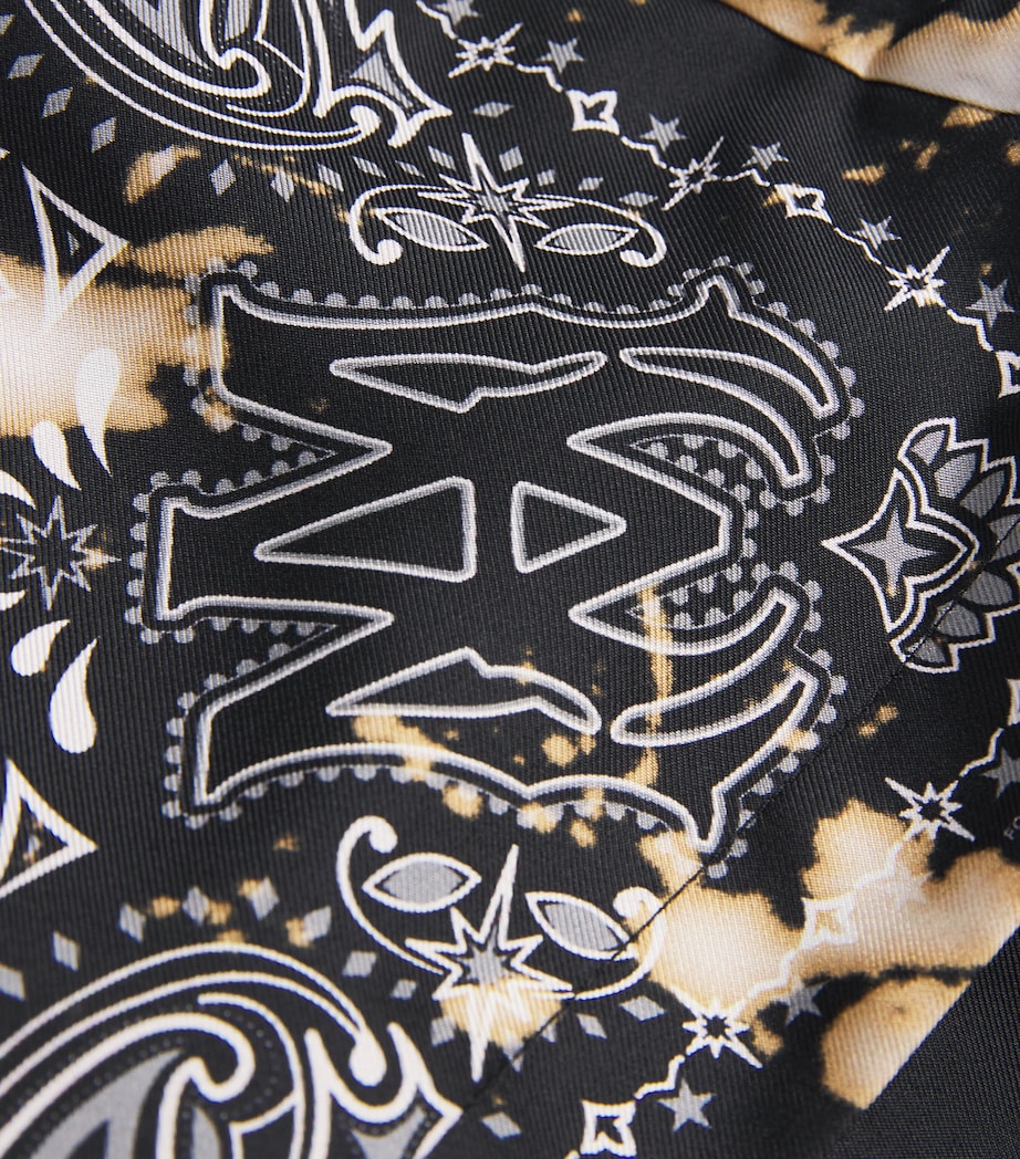 Silk Bleached Bandana Print Shorts BLACK Image 5